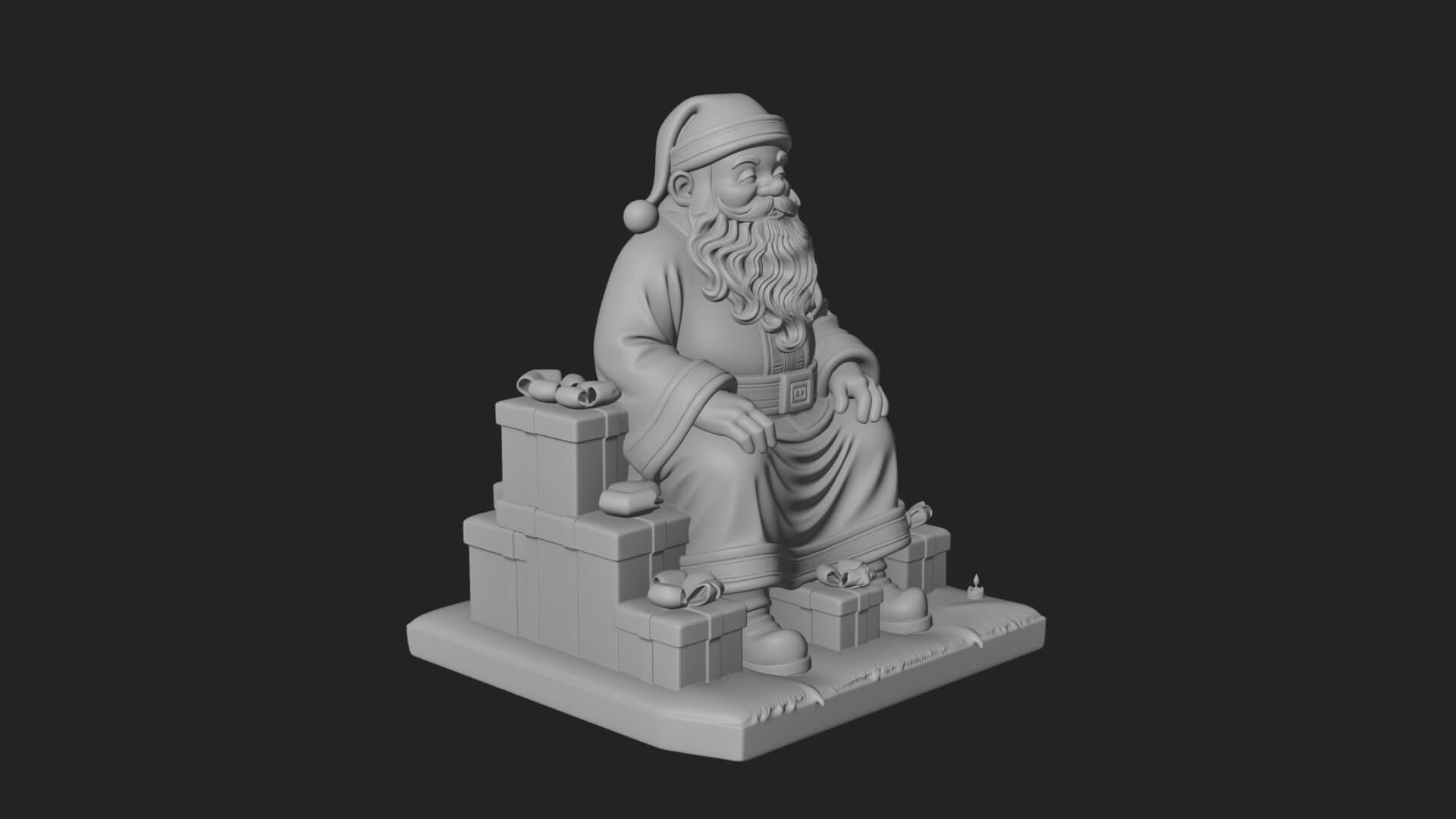 Seated Santa with Gifts Statue Design 2 3D Print Model 3D Model