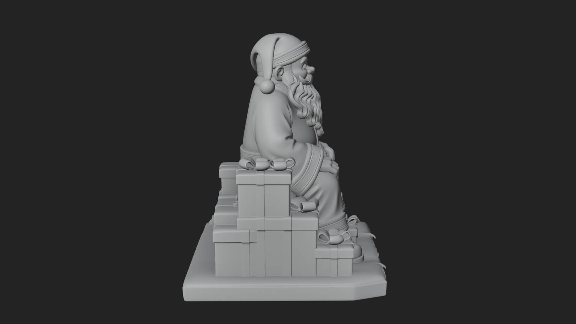 Seated Santa with Gifts Statue Design 2 3D Print Model 3D Model