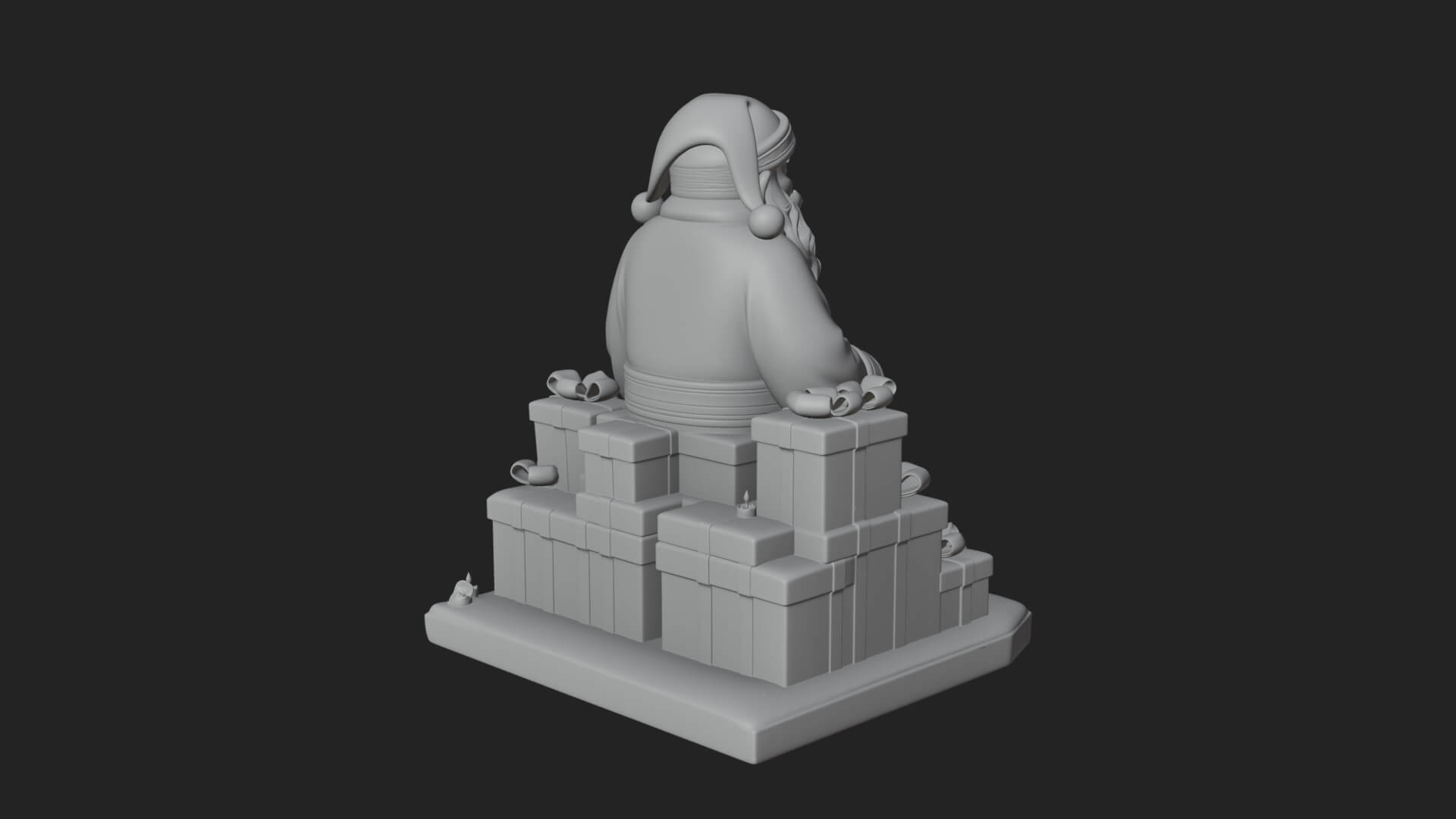 Seated Santa with Gifts Statue Design 2 3D Print Model 3D Model