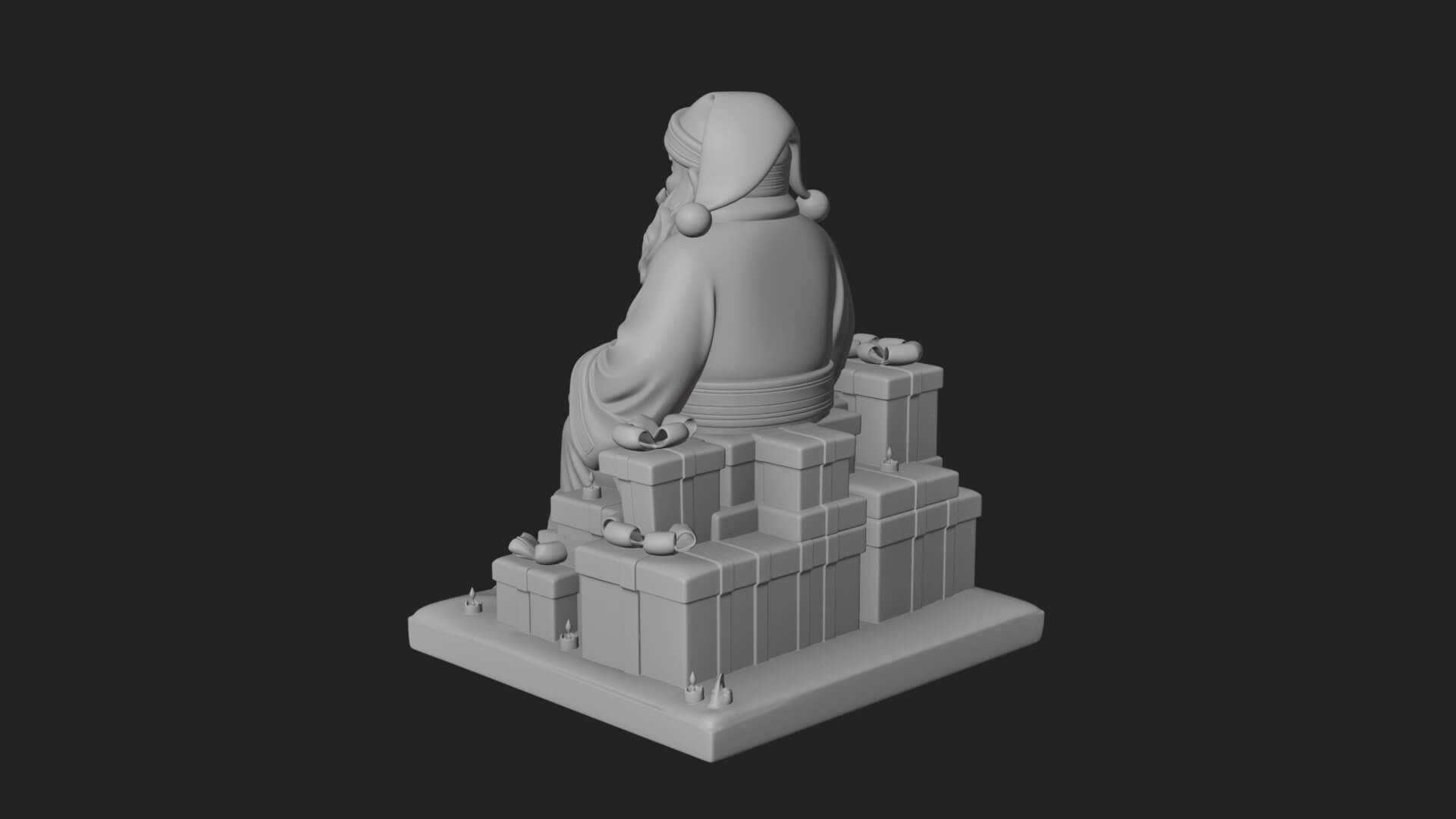 Seated Santa with Gifts Statue Design 2 3D Print Model 3D Model