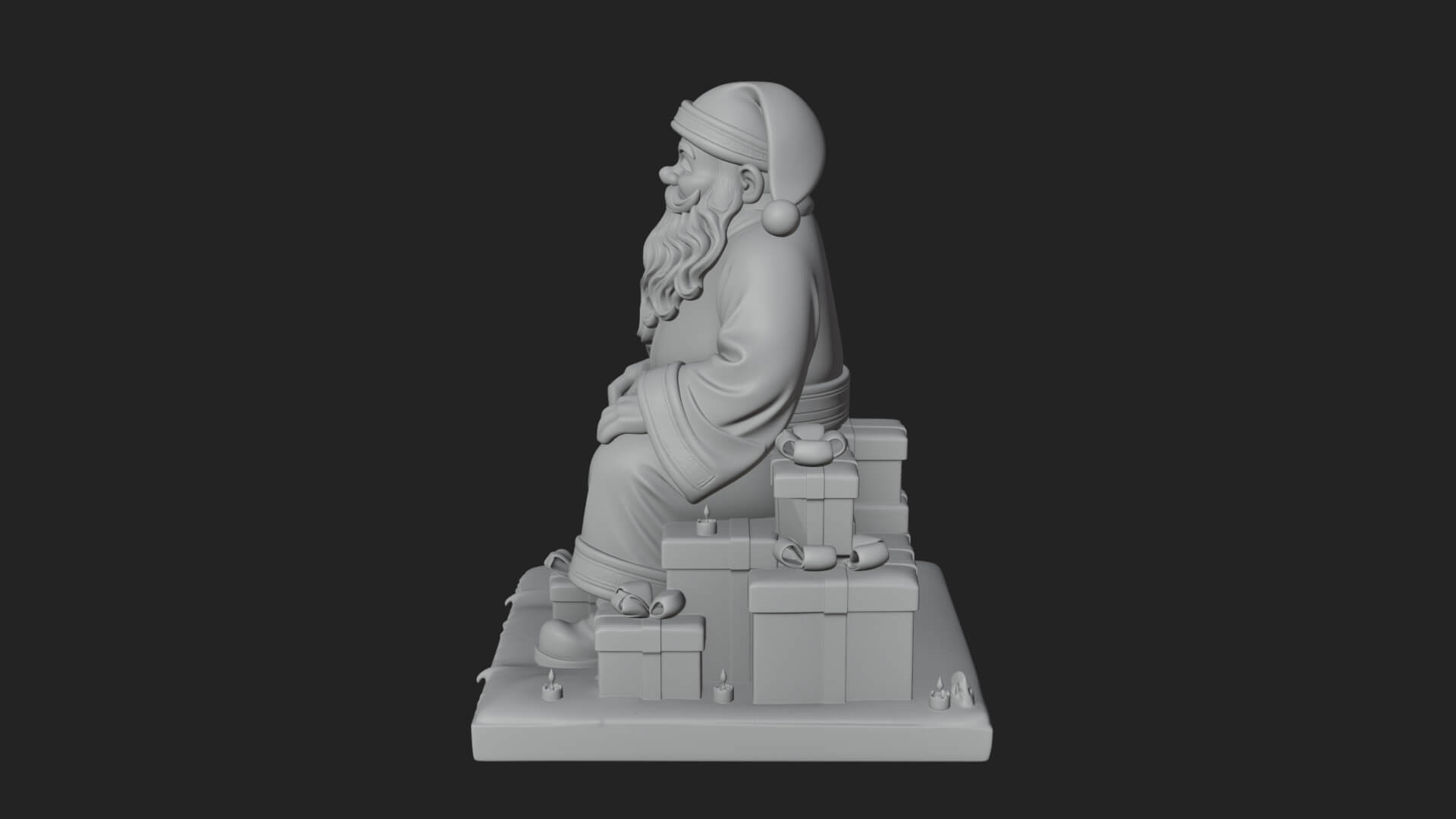 Seated Santa with Gifts Statue Design 2 3D Print Model 3D Model