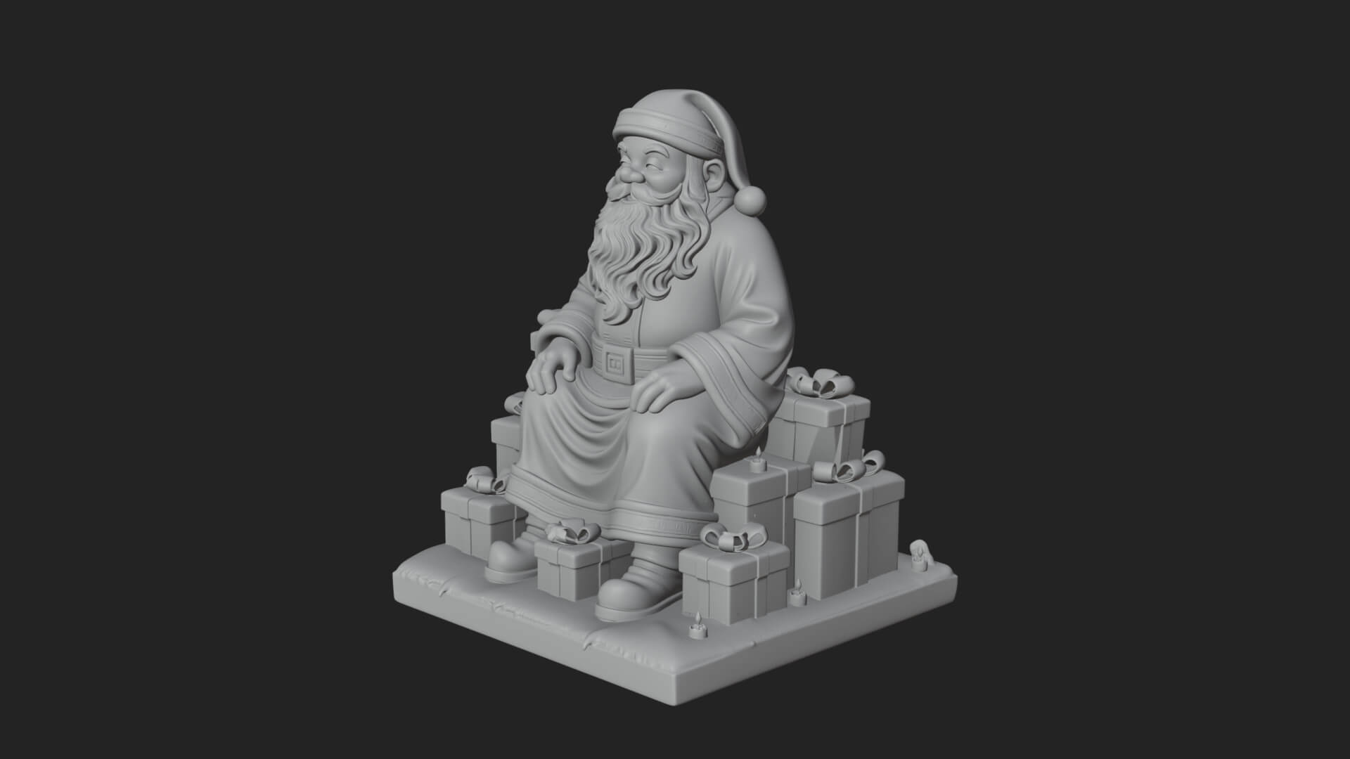 Seated Santa with Gifts Statue Design 2 3D Print Model 3D Model