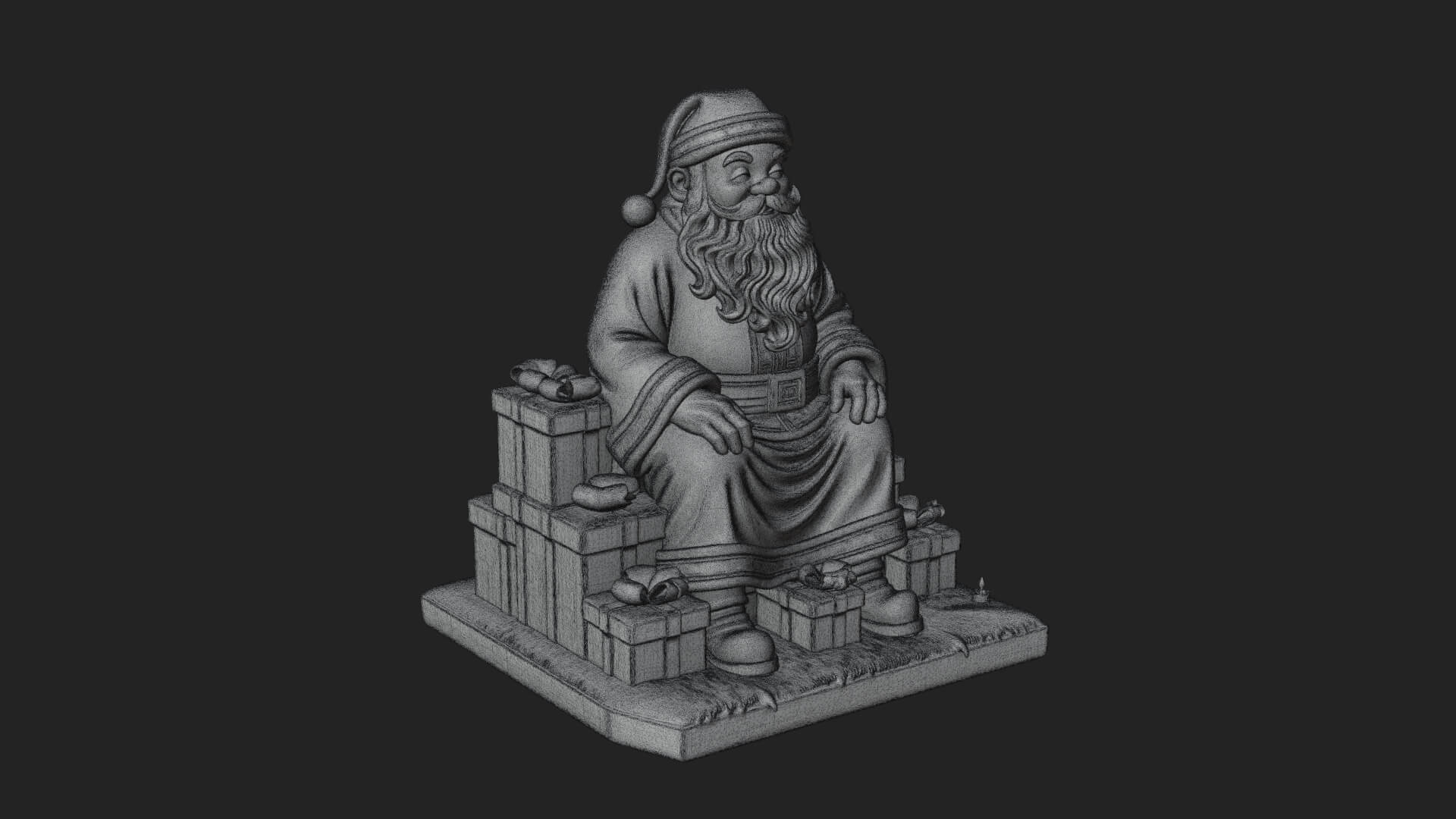 Seated Santa with Gifts Statue Design 2 3D Print Model 3D Model