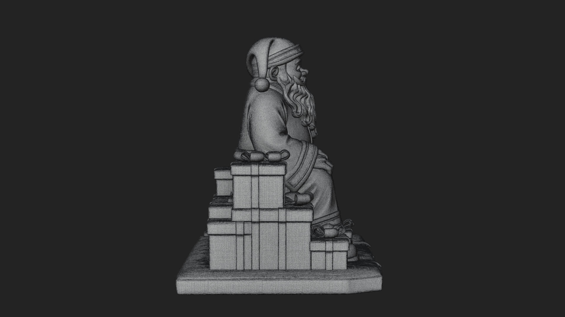 Seated Santa with Gifts Statue Design 2 3D Print Model 3D Model