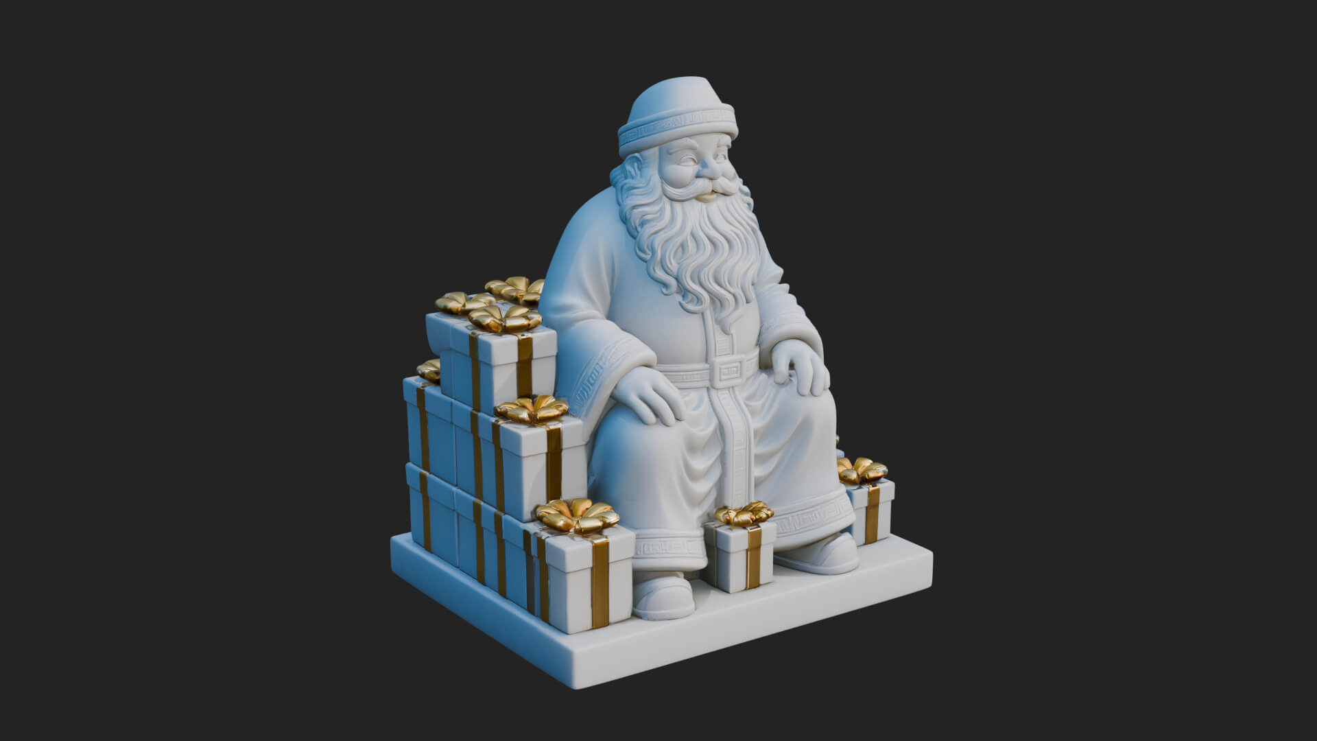 Seated Santa with Gifts Statue Design 3 3D Print Model 3D Model