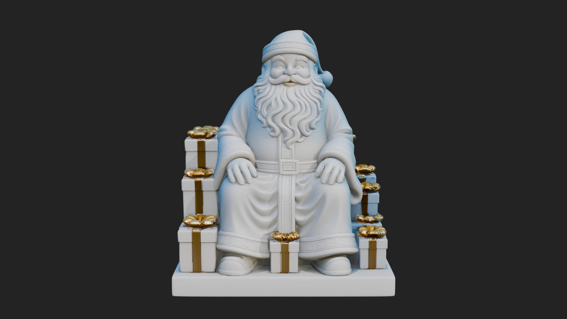 Seated Santa with Gifts Statue Design 3 3D Print Model 3D Model