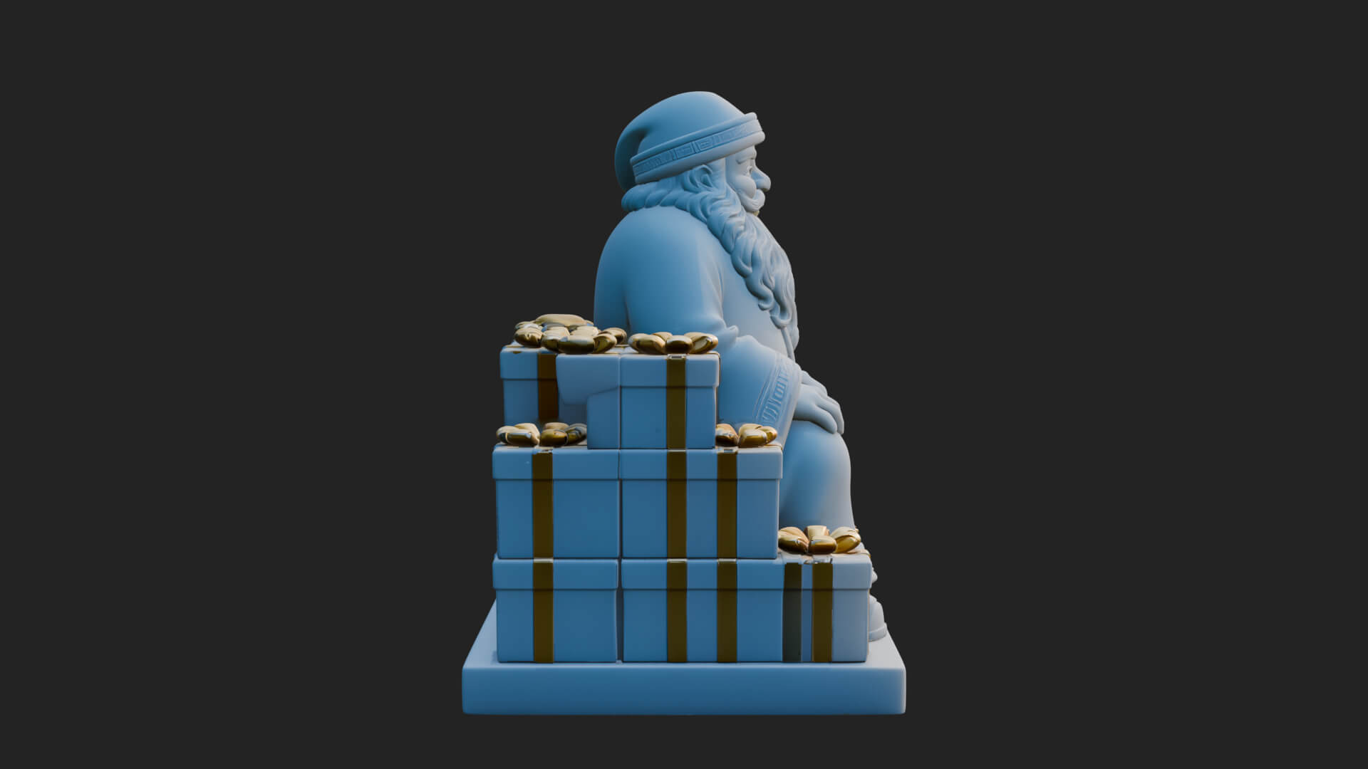 Seated Santa with Gifts Statue Design 3 3D Print Model 3D Model