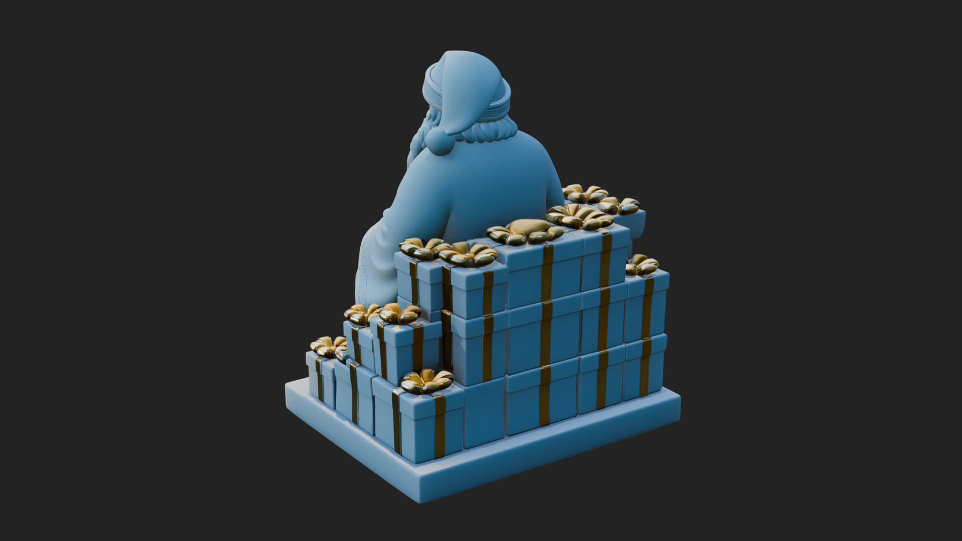 Seated Santa with Gifts Statue Design 3 3D Print Model 3D Model
