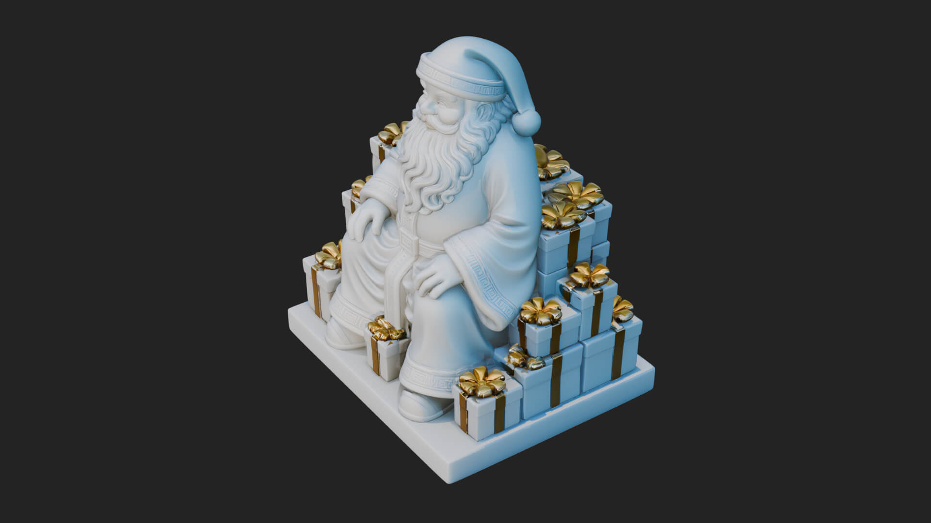 Seated Santa with Gifts Statue Design 3 3D Print Model 3D Model
