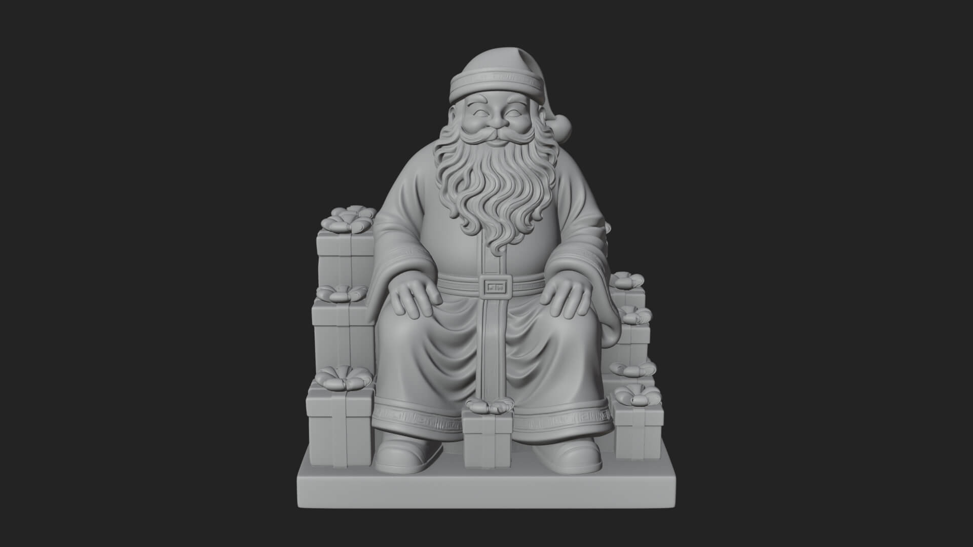 Seated Santa with Gifts Statue Design 3 3D Print Model 3D Model