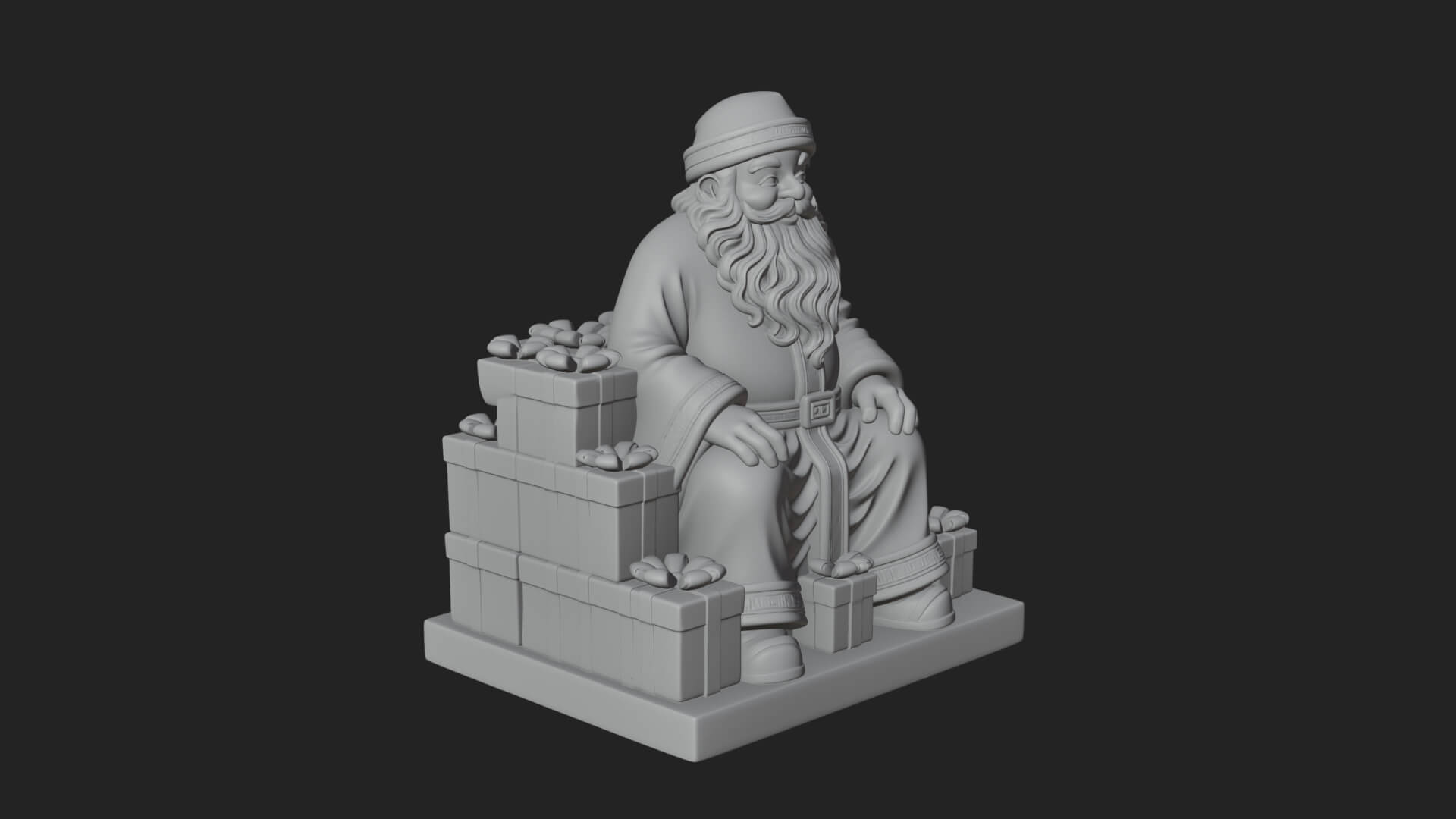 Seated Santa with Gifts Statue Design 3 3D Print Model 3D Model
