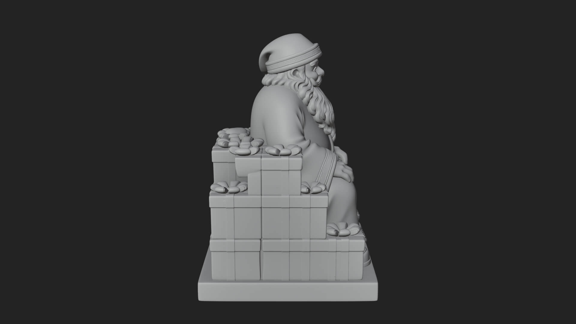 Seated Santa with Gifts Statue Design 3 3D Print Model 3D Model