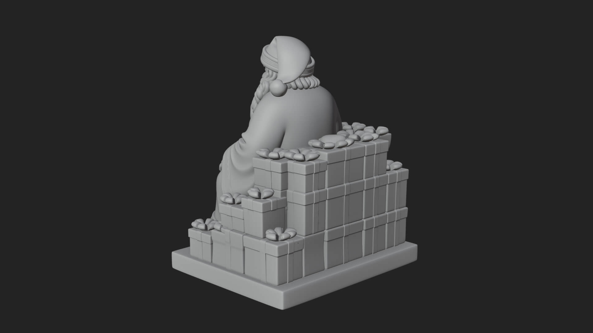 Seated Santa with Gifts Statue Design 3 3D Print Model 3D Model