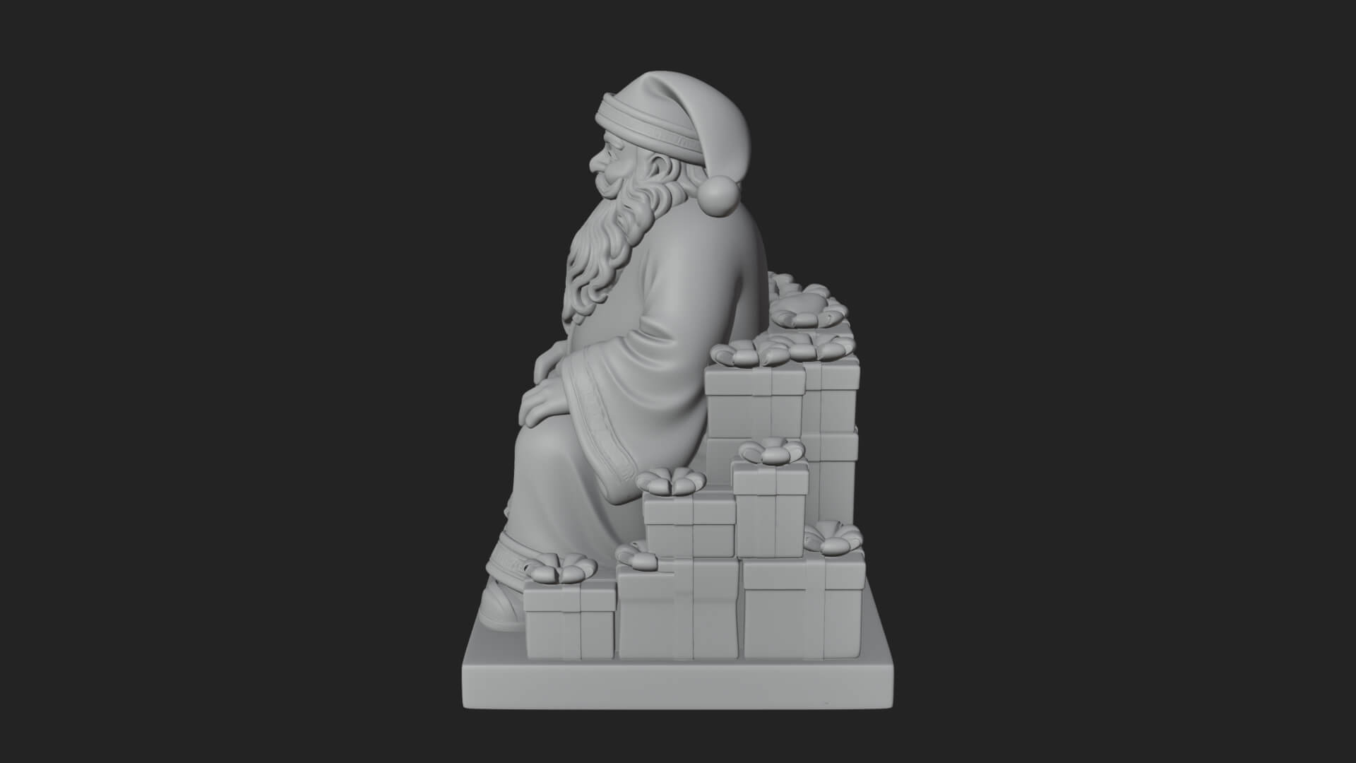 Seated Santa with Gifts Statue Design 3 3D Print Model 3D Model