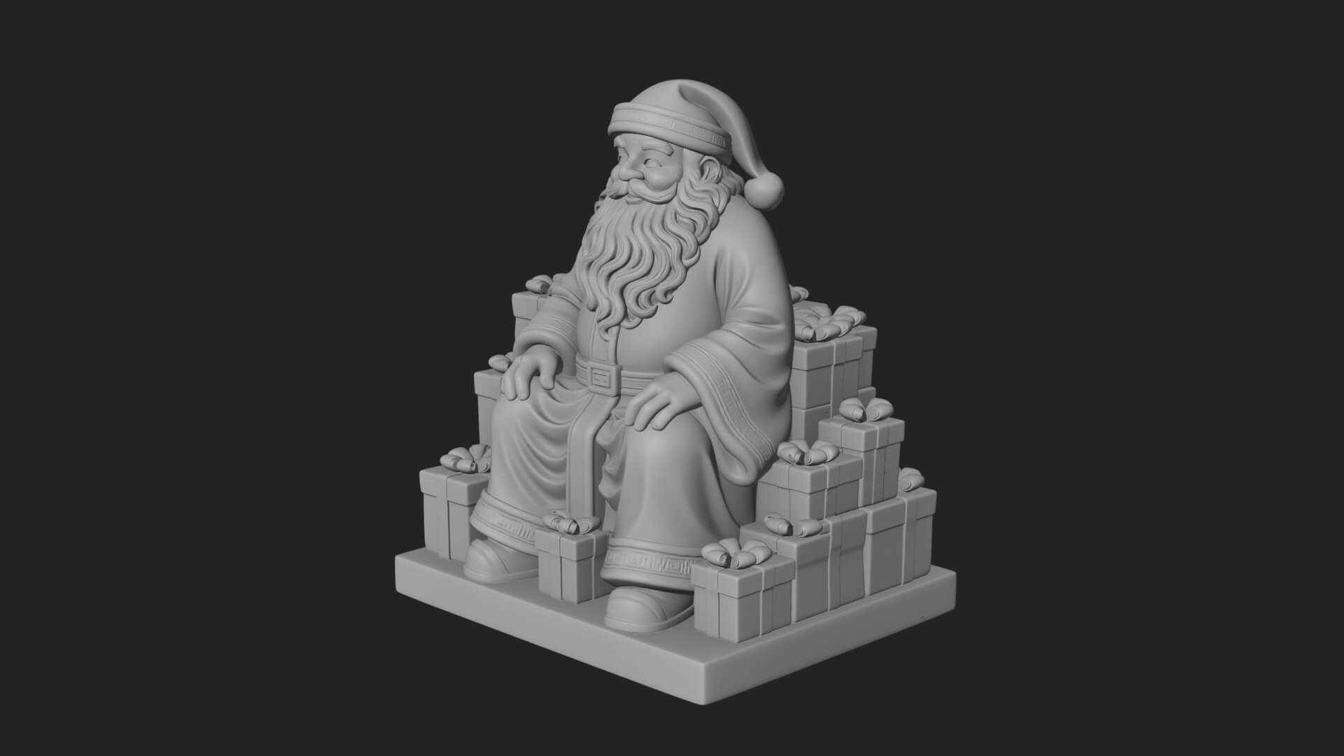 Seated Santa with Gifts Statue Design 3 3D Print Model 3D Model