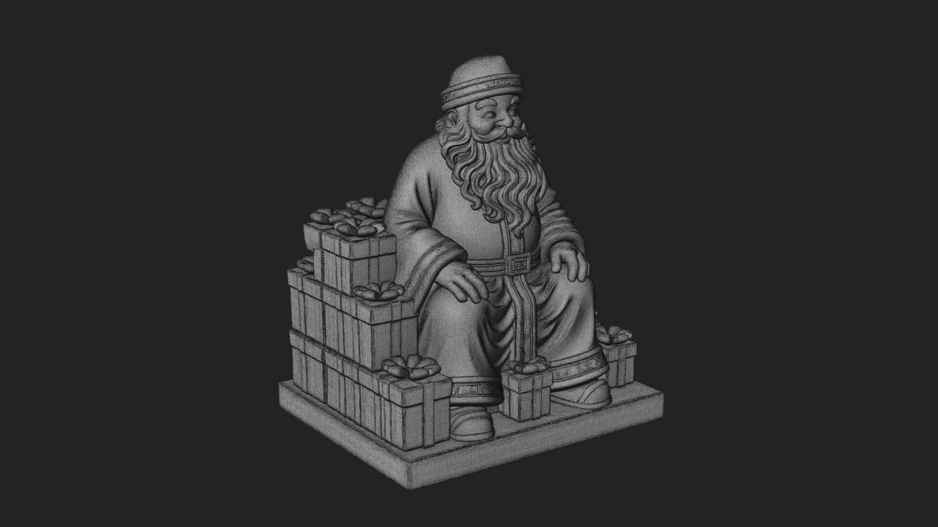 Seated Santa with Gifts Statue Design 3 3D Print Model 3D Model