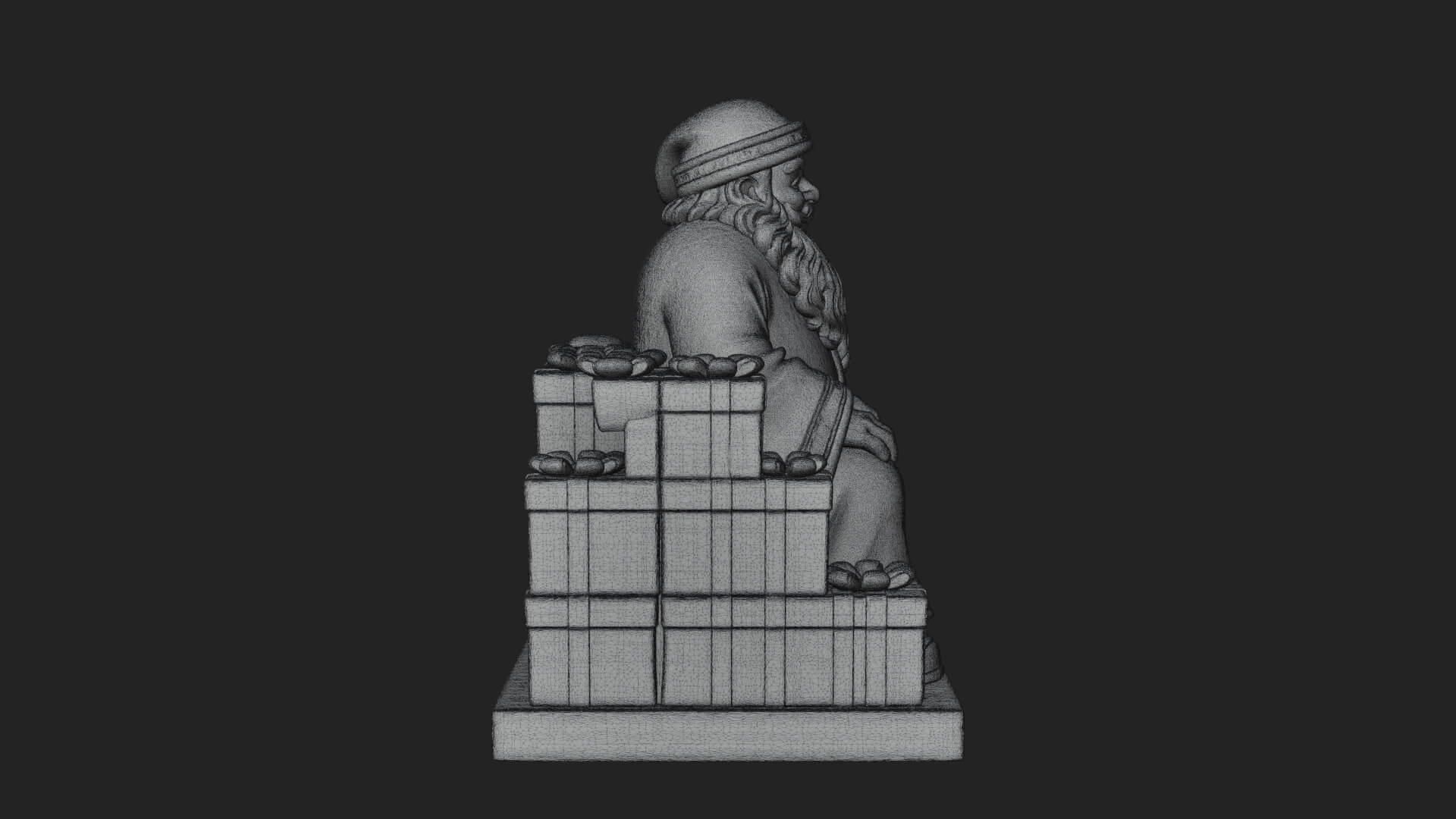 Seated Santa with Gifts Statue Design 3 3D Print Model 3D Model