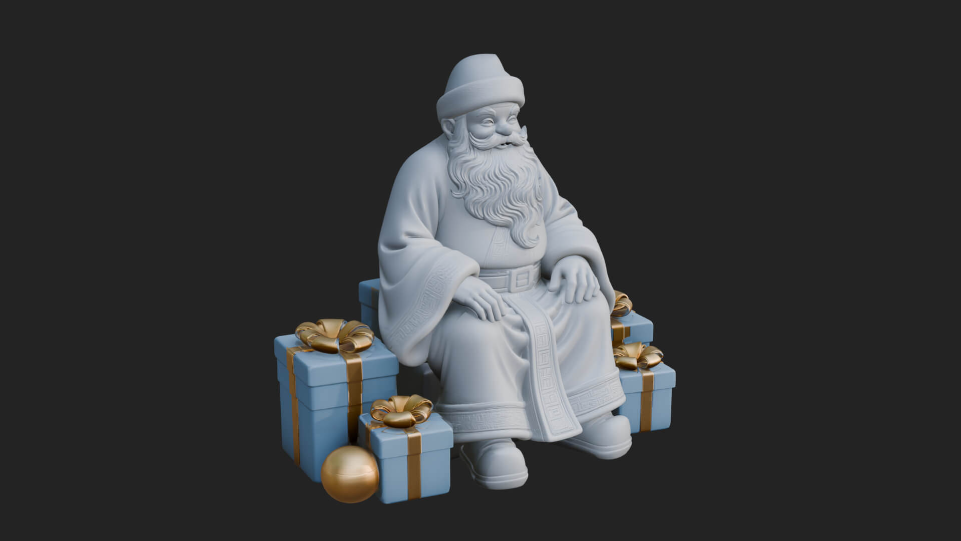 Seated Santa with Gifts Statue Design 4 3D Print Model 3D Model