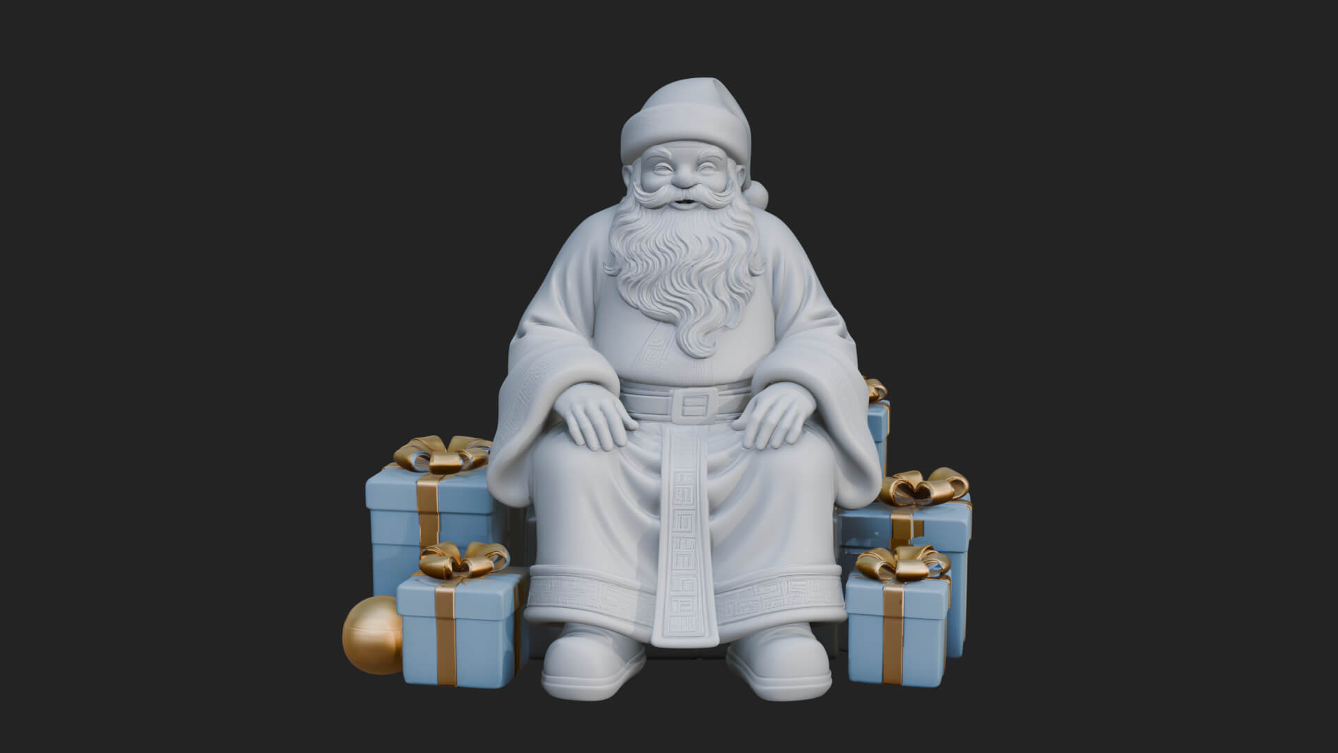 Seated Santa with Gifts Statue Design 4 3D Print Model 3D Model
