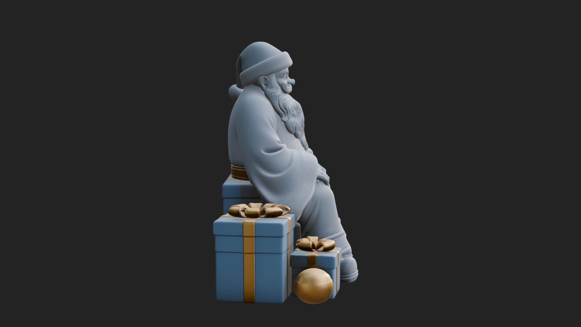 Seated Santa with Gifts Statue Design 4 3D Print Model 3D Model
