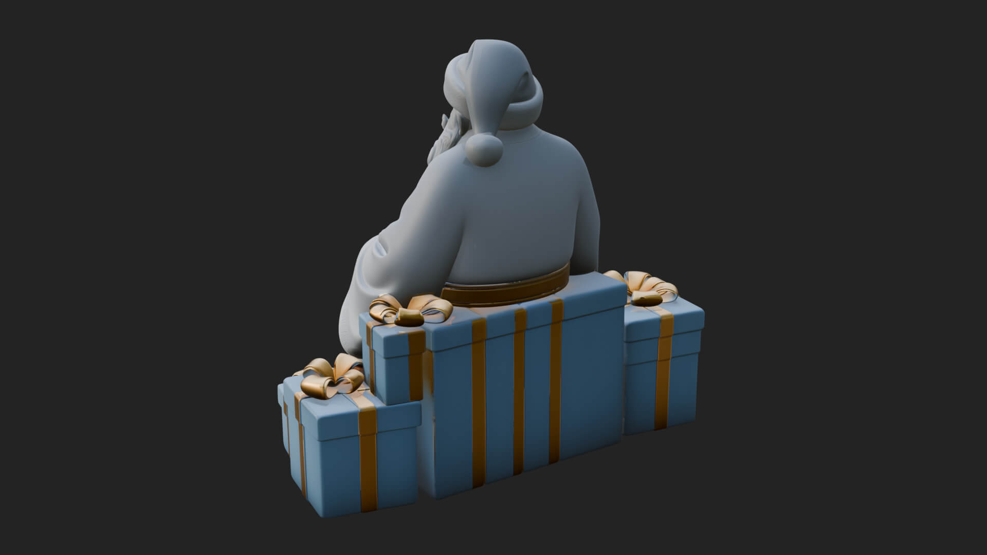 Seated Santa with Gifts Statue Design 4 3D Print Model 3D Model