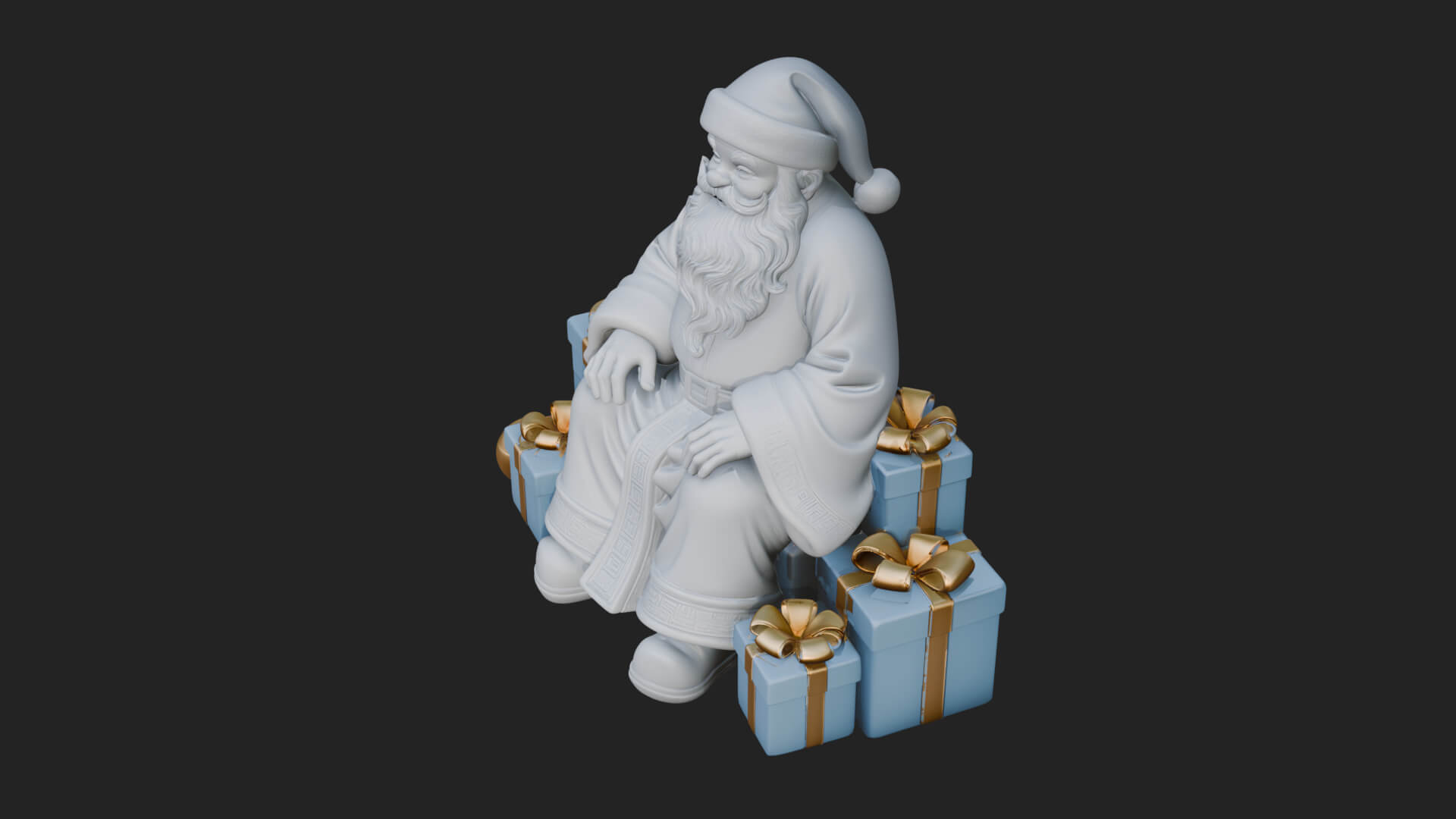 Seated Santa with Gifts Statue Design 4 3D Print Model 3D Model