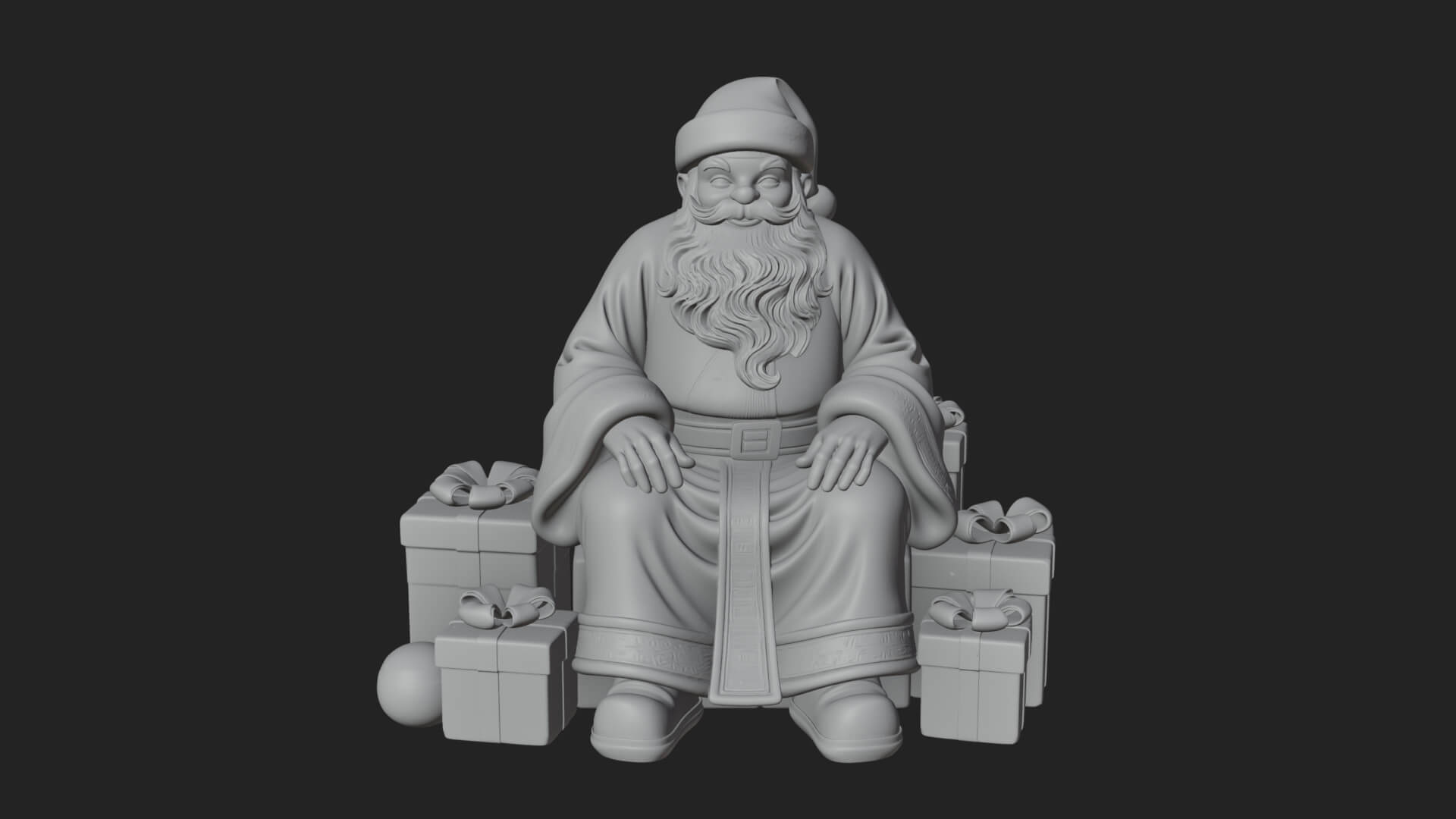 Seated Santa with Gifts Statue Design 4 3D Print Model 3D Model