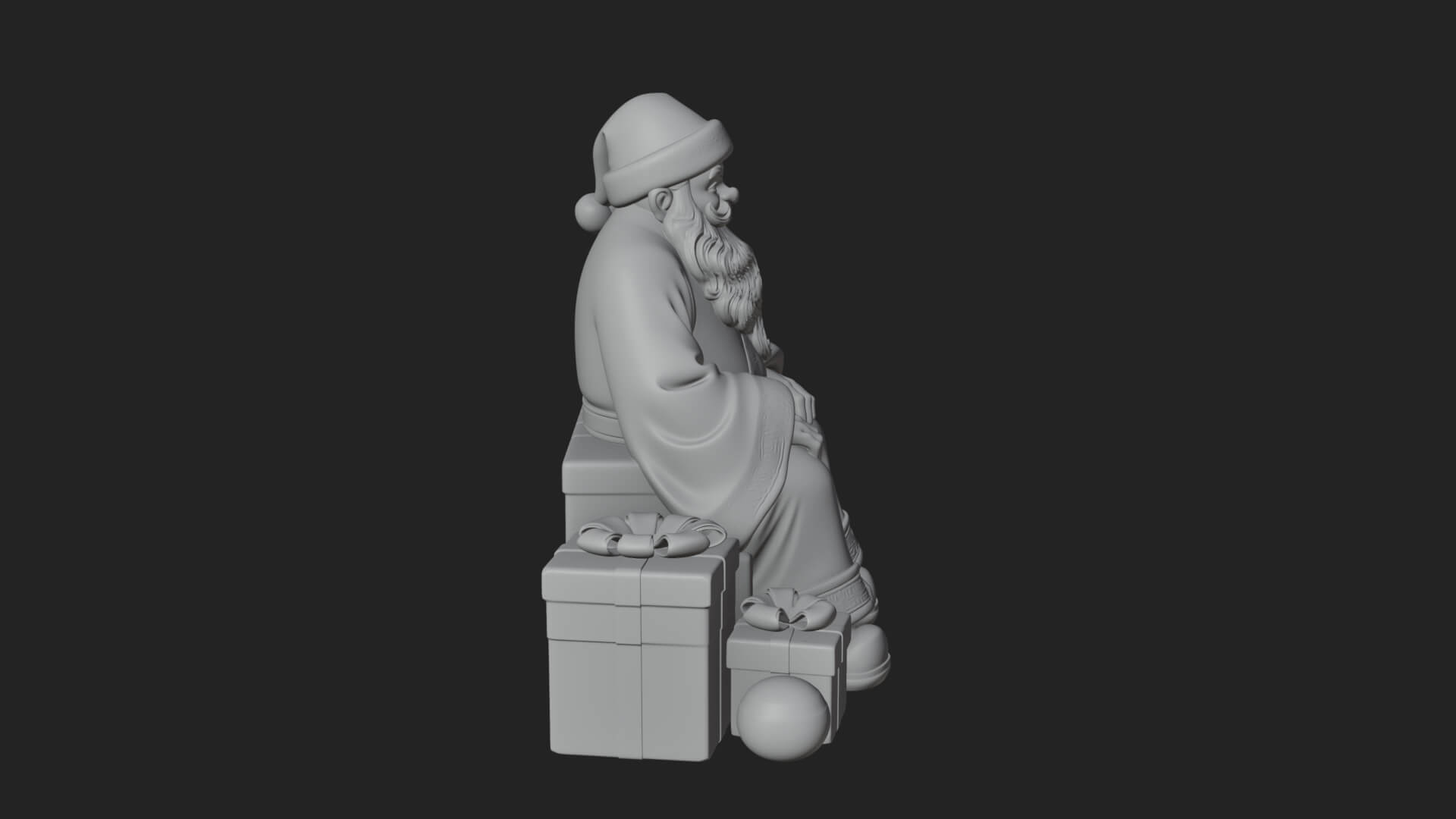 Seated Santa with Gifts Statue Design 4 3D Print Model 3D Model