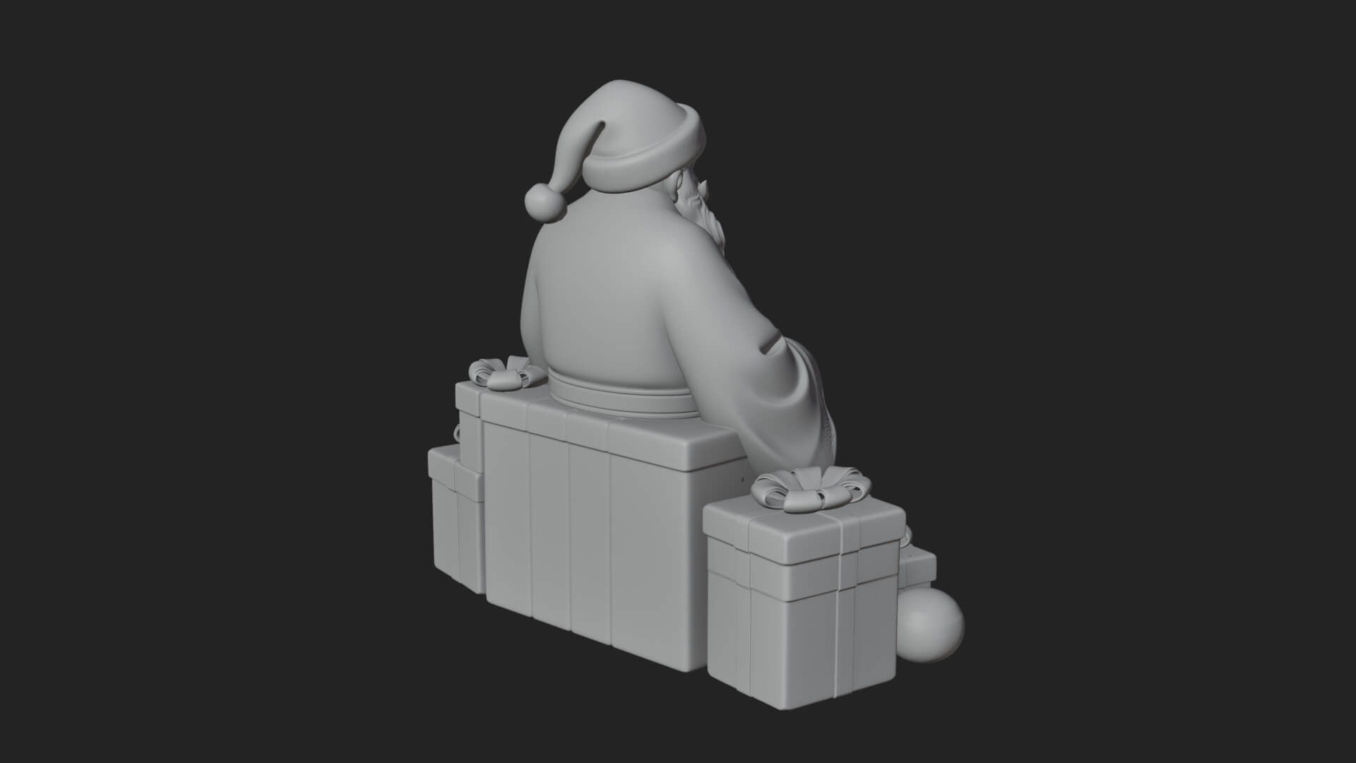 Seated Santa with Gifts Statue Design 4 3D Print Model 3D Model