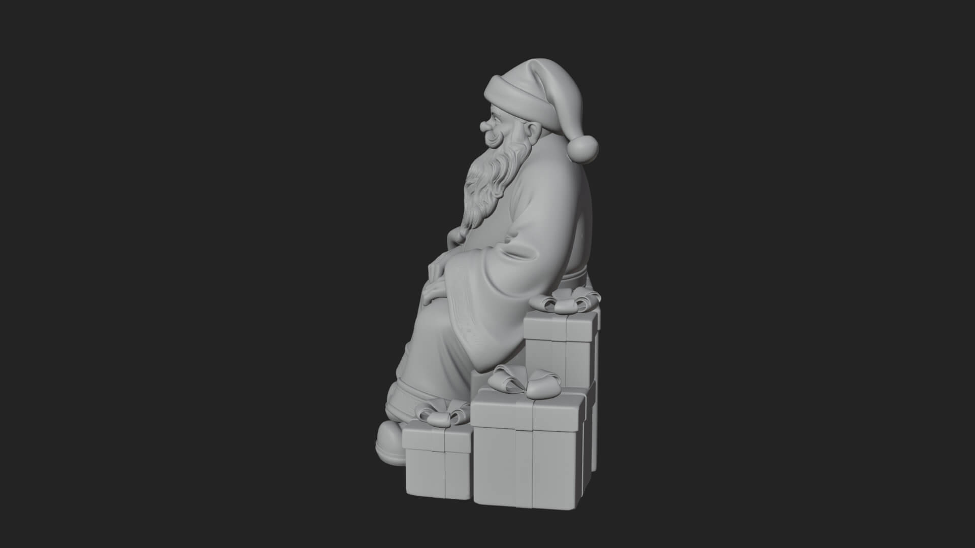 Seated Santa with Gifts Statue Design 4 3D Print Model 3D Model