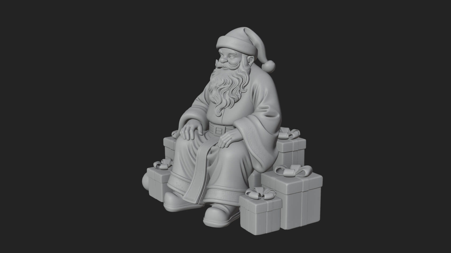 Seated Santa with Gifts Statue Design 4 3D Print Model 3D Model