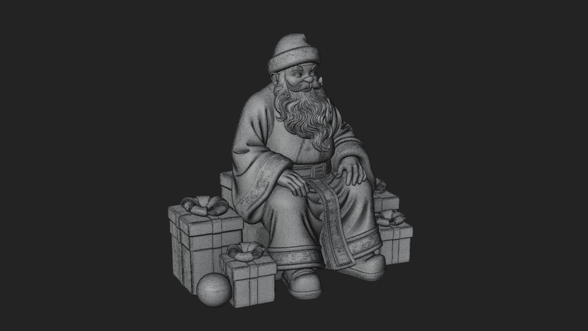 Seated Santa with Gifts Statue Design 4 3D Print Model 3D Model