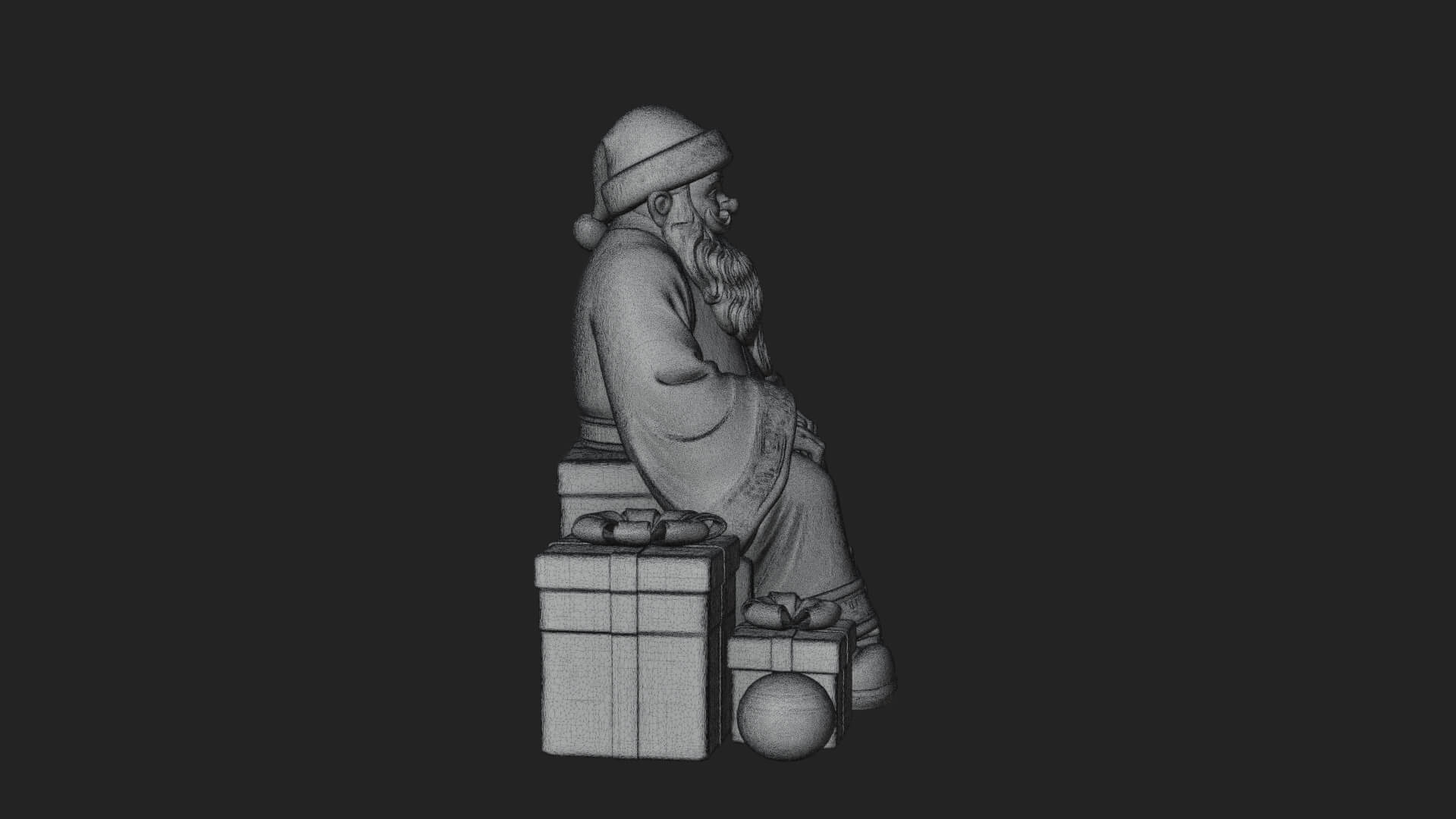 Seated Santa with Gifts Statue Design 4 3D Print Model 3D Model