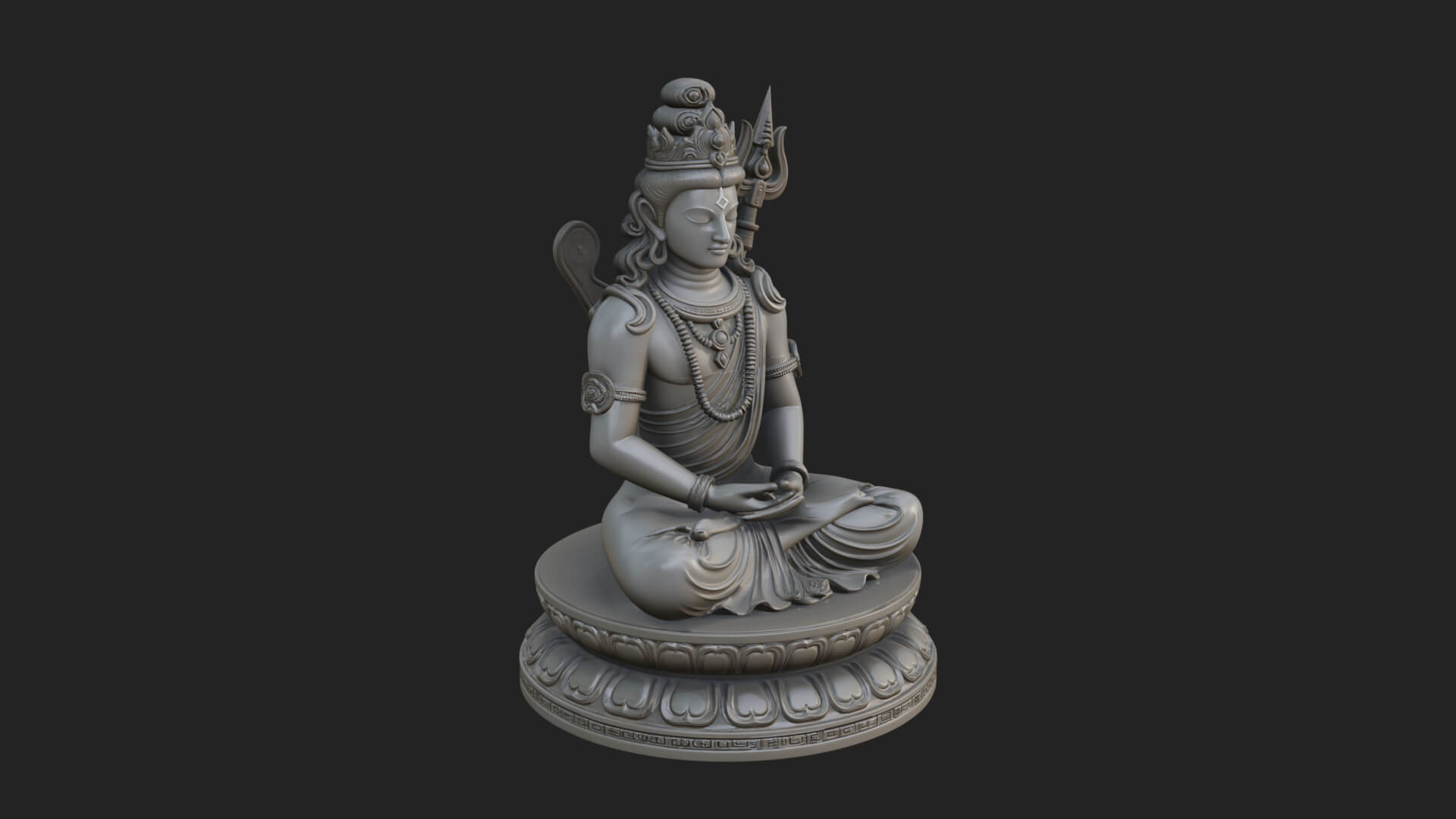 Seated Shiva on Lotus Statue Design 1 3D Print Model 3D Model