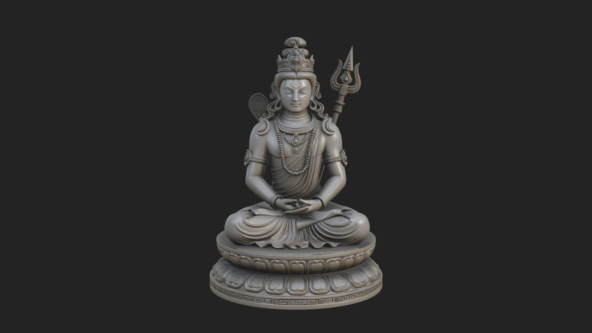 Seated Shiva on Lotus Statue Design 1 3D Print Model 3D Model