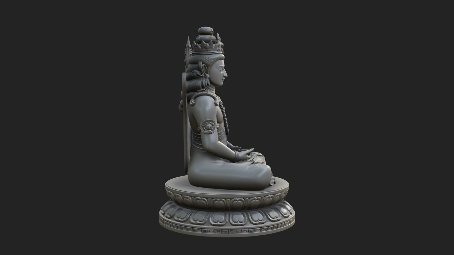Seated Shiva on Lotus Statue Design 1 3D Print Model 3D Model