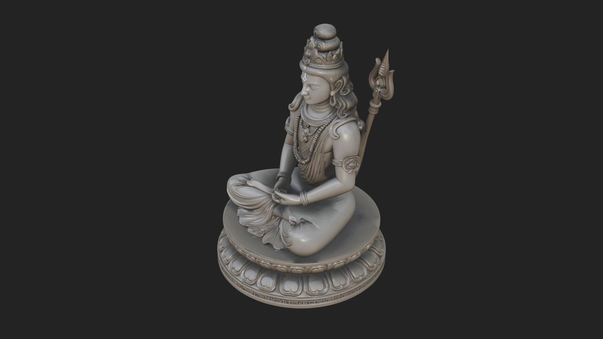 Seated Shiva on Lotus Statue Design 1 3D Print Model 3D Model