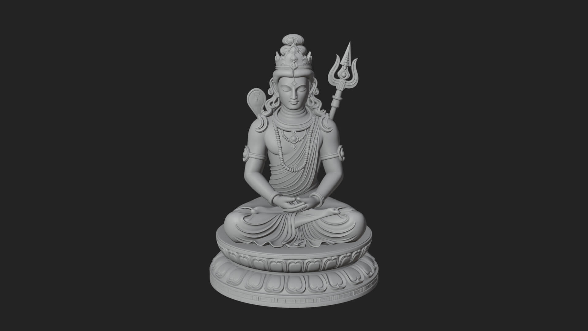 Seated Shiva on Lotus Statue Design 1 3D Print Model 3D Model