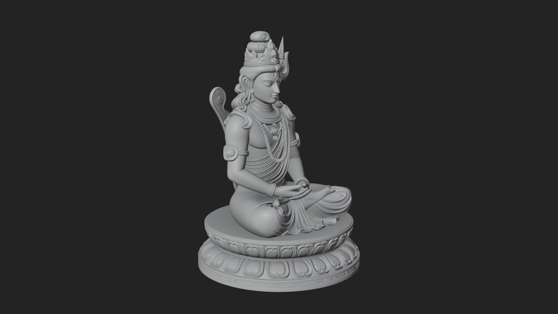Seated Shiva on Lotus Statue Design 1 3D Print Model 3D Model