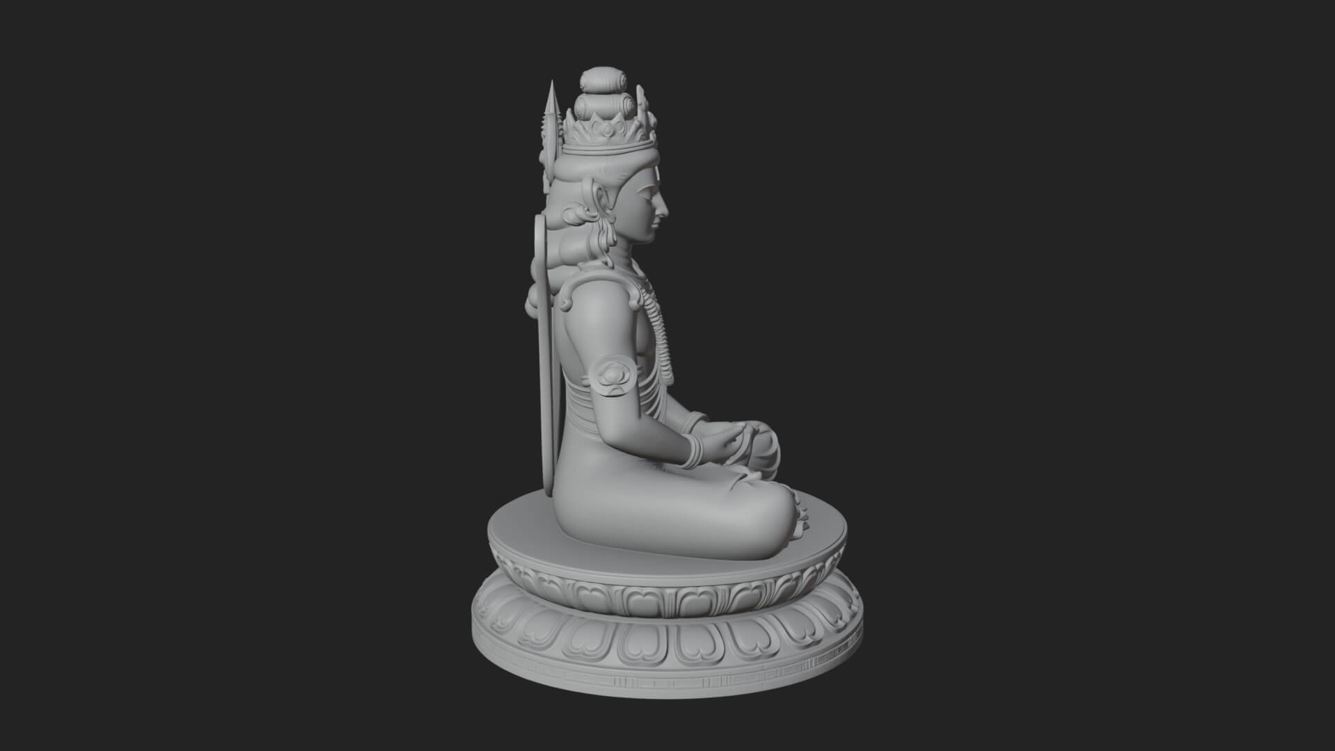 Seated Shiva on Lotus Statue Design 1 3D Print Model 3D Model