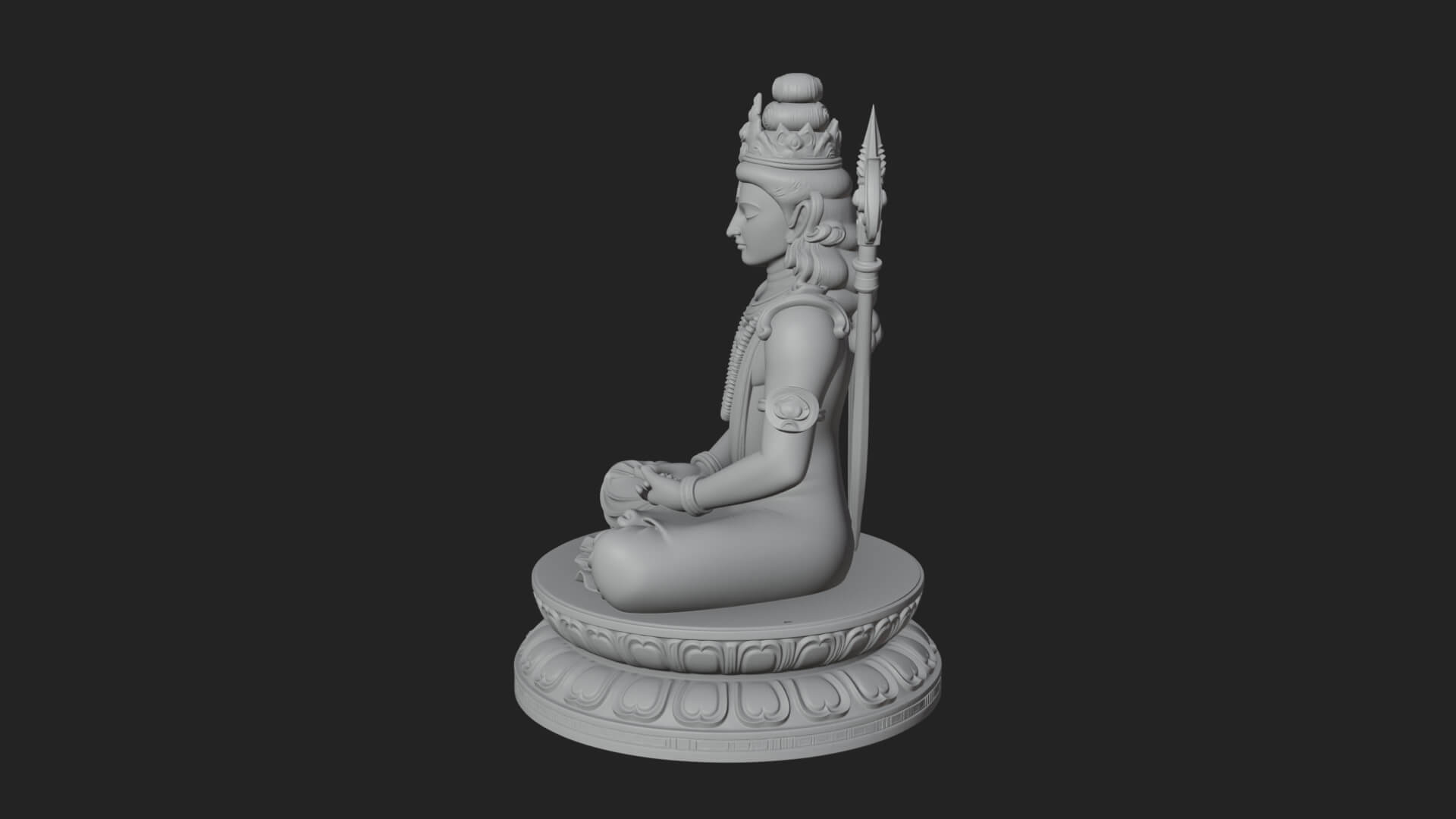 Seated Shiva on Lotus Statue Design 1 3D Print Model 3D Model