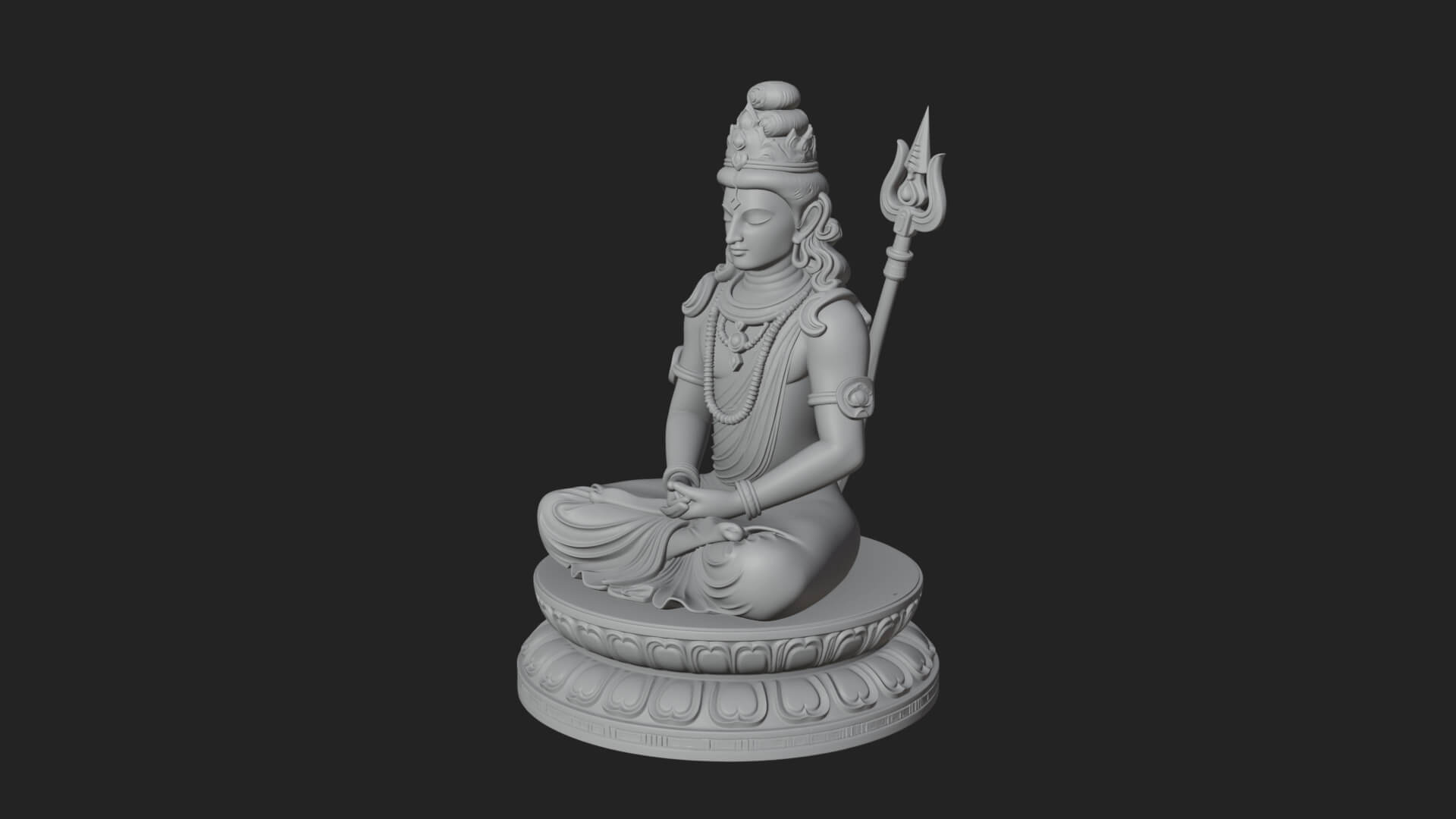 Seated Shiva on Lotus Statue Design 1 3D Print Model 3D Model