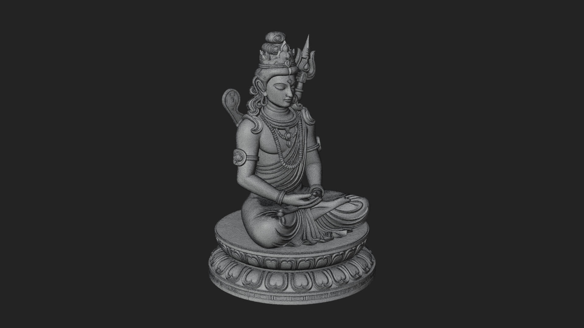 Seated Shiva on Lotus Statue Design 1 3D Print Model 3D Model