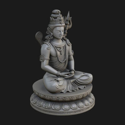 Seated Shiva on Lotus Statue Design 1 3D Print Model