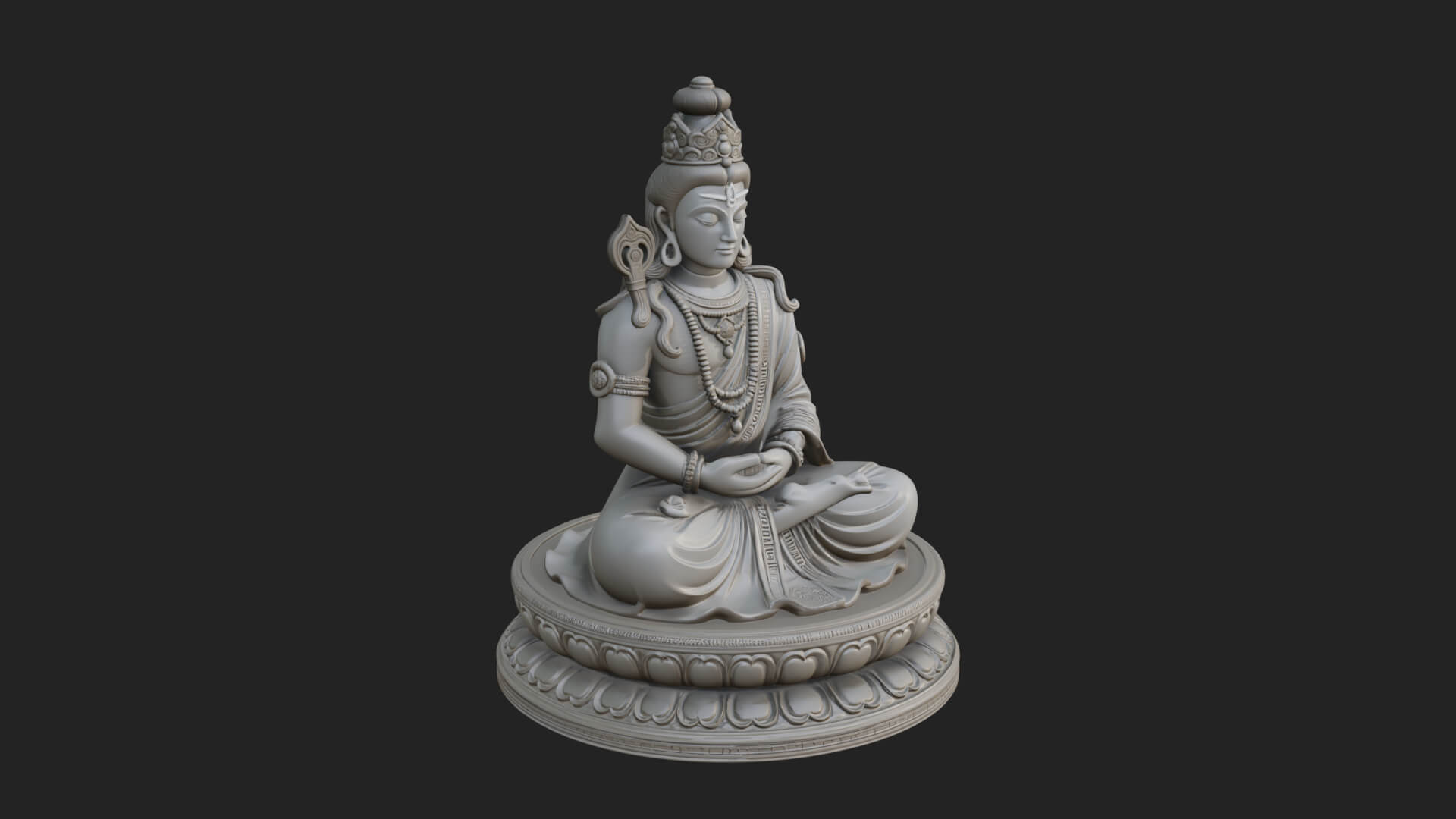 Seated Shiva on Lotus Statue Design 2 3D Print Model 3D Model