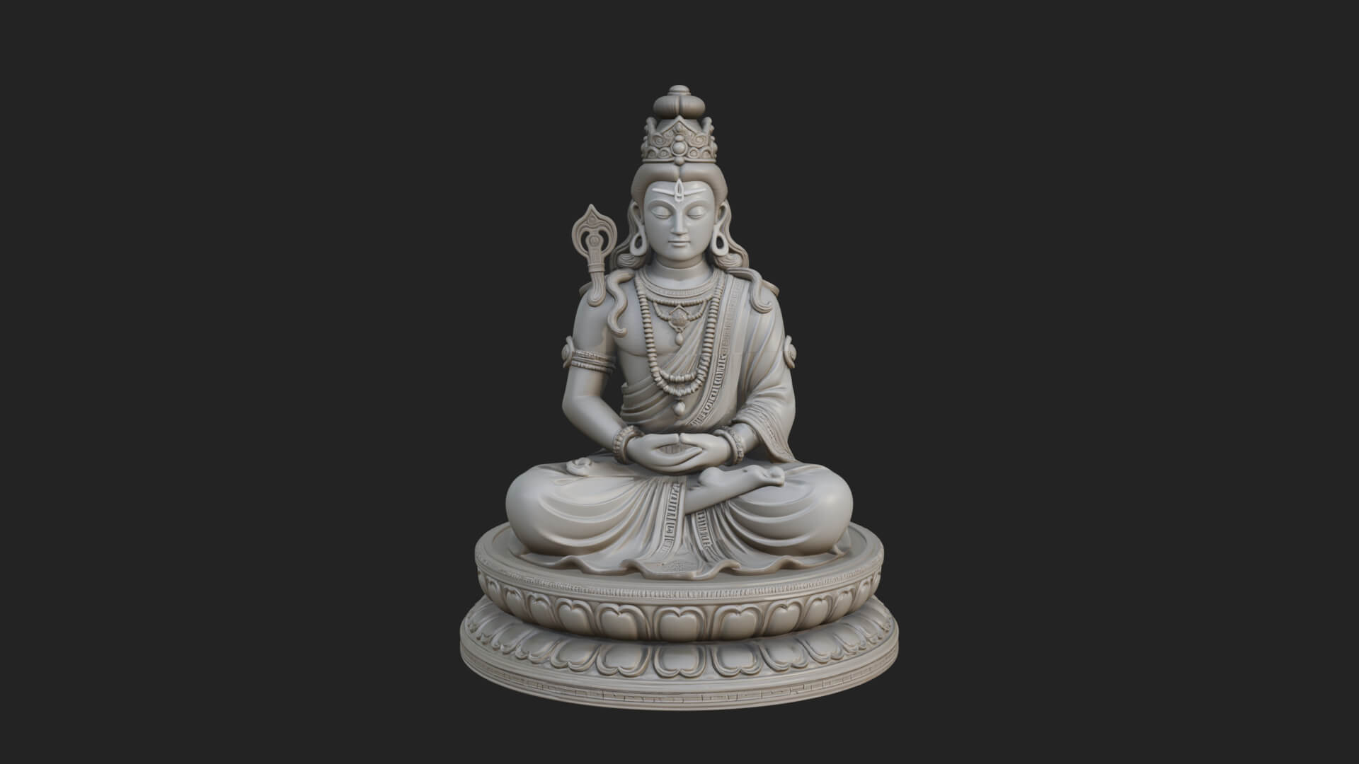 Seated Shiva on Lotus Statue Design 2 3D Print Model 3D Model