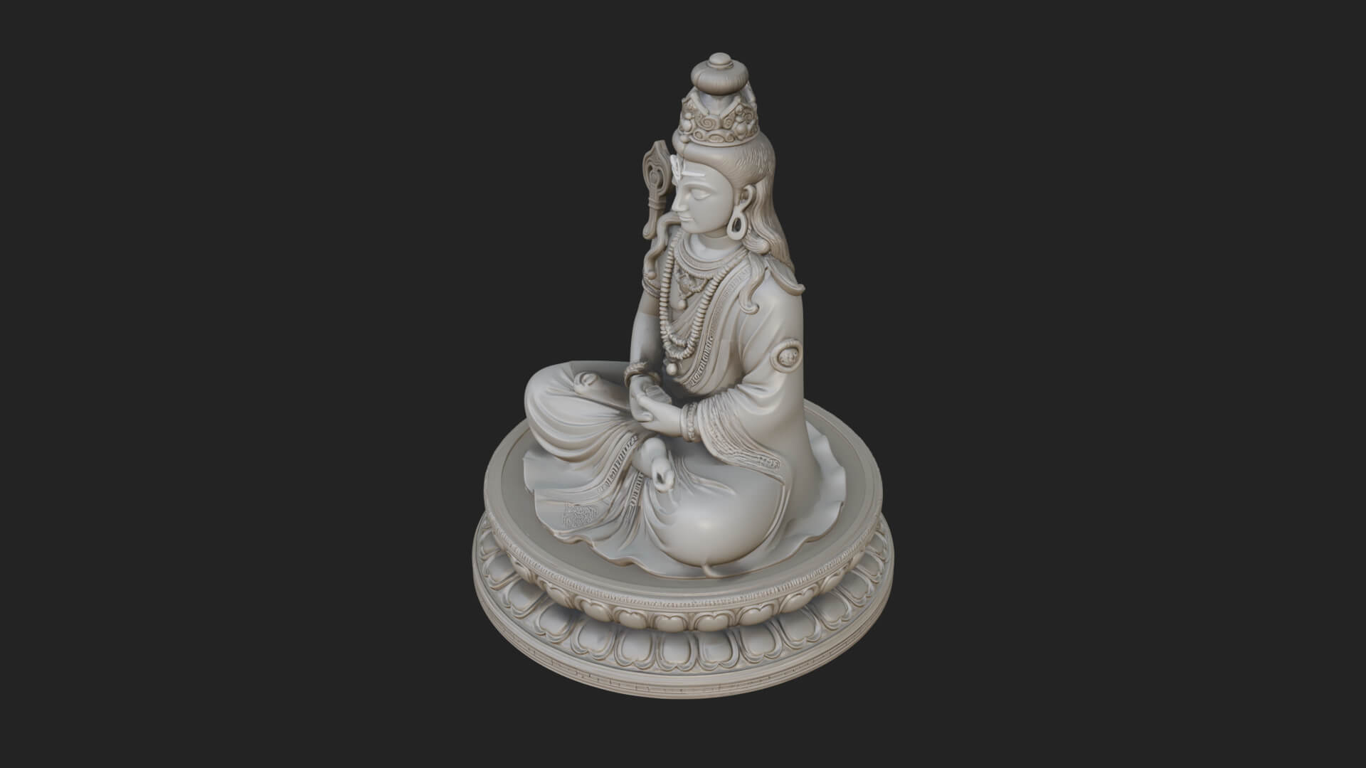 Seated Shiva on Lotus Statue Design 2 3D Print Model 3D Model