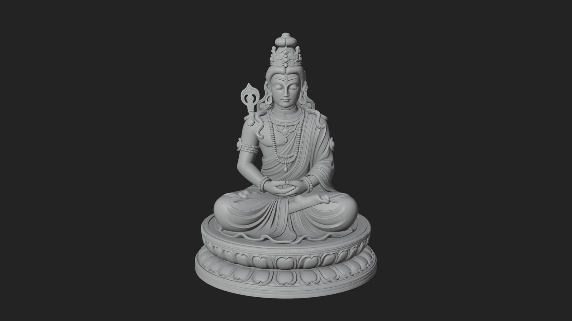Seated Shiva on Lotus Statue Design 2 3D Print Model 3D Model