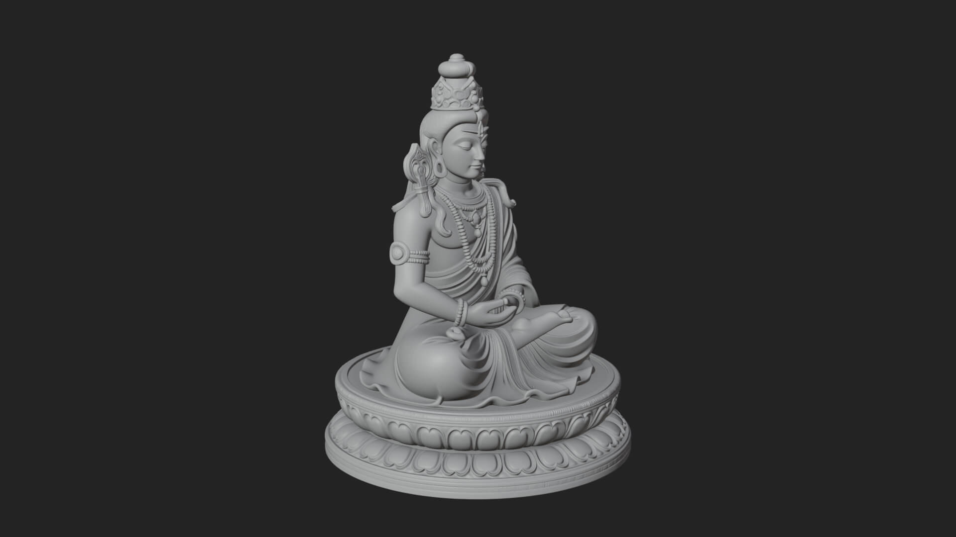Seated Shiva on Lotus Statue Design 2 3D Print Model 3D Model