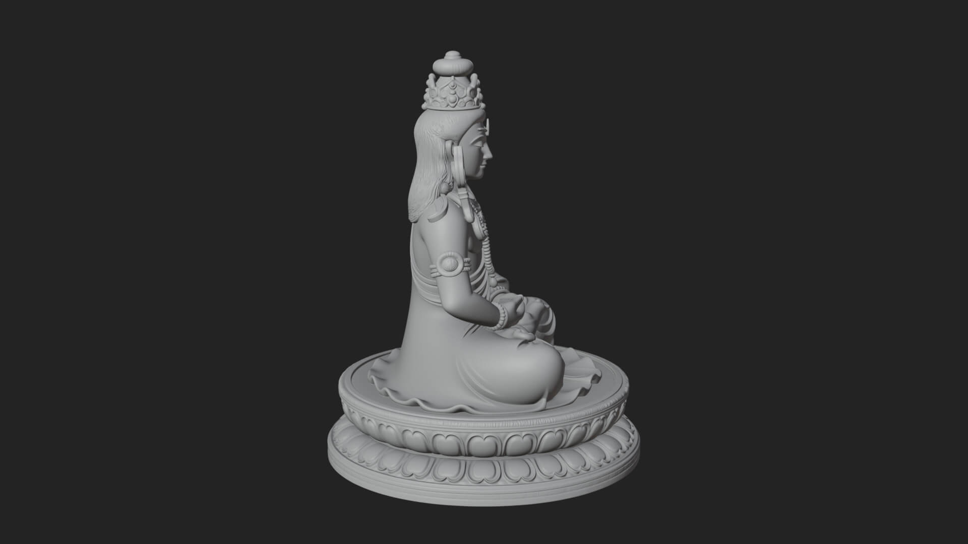 Seated Shiva on Lotus Statue Design 2 3D Print Model 3D Model